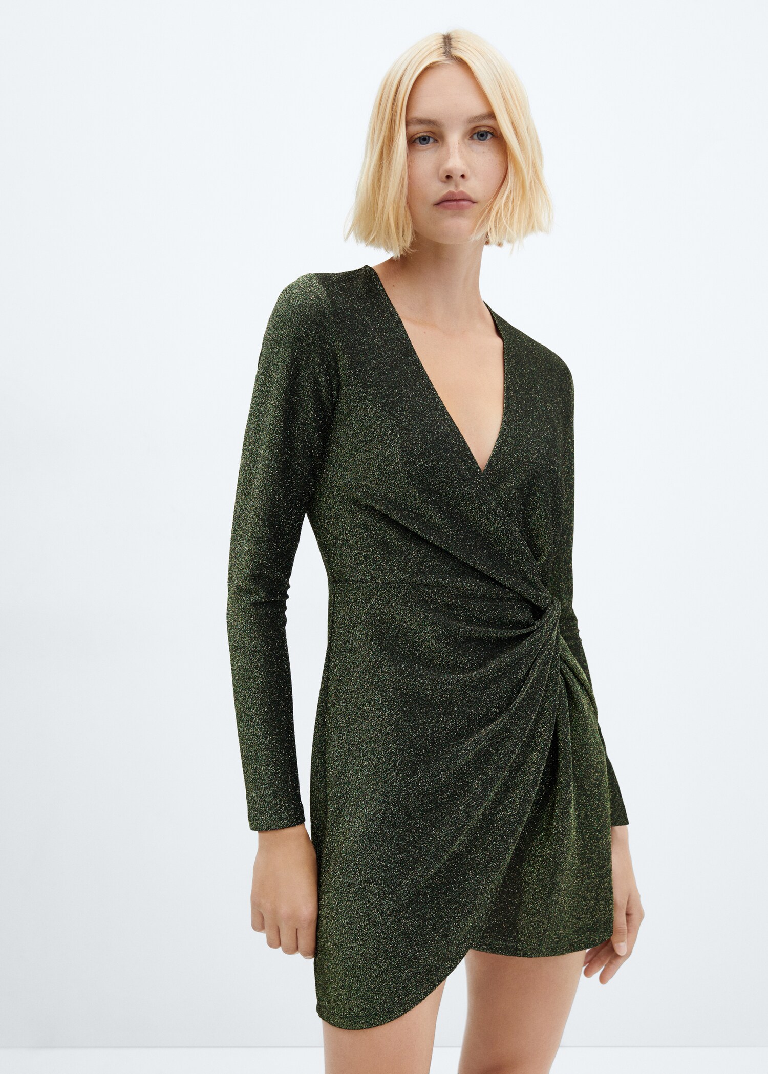 Vestido lúrex nudo - Plano medio