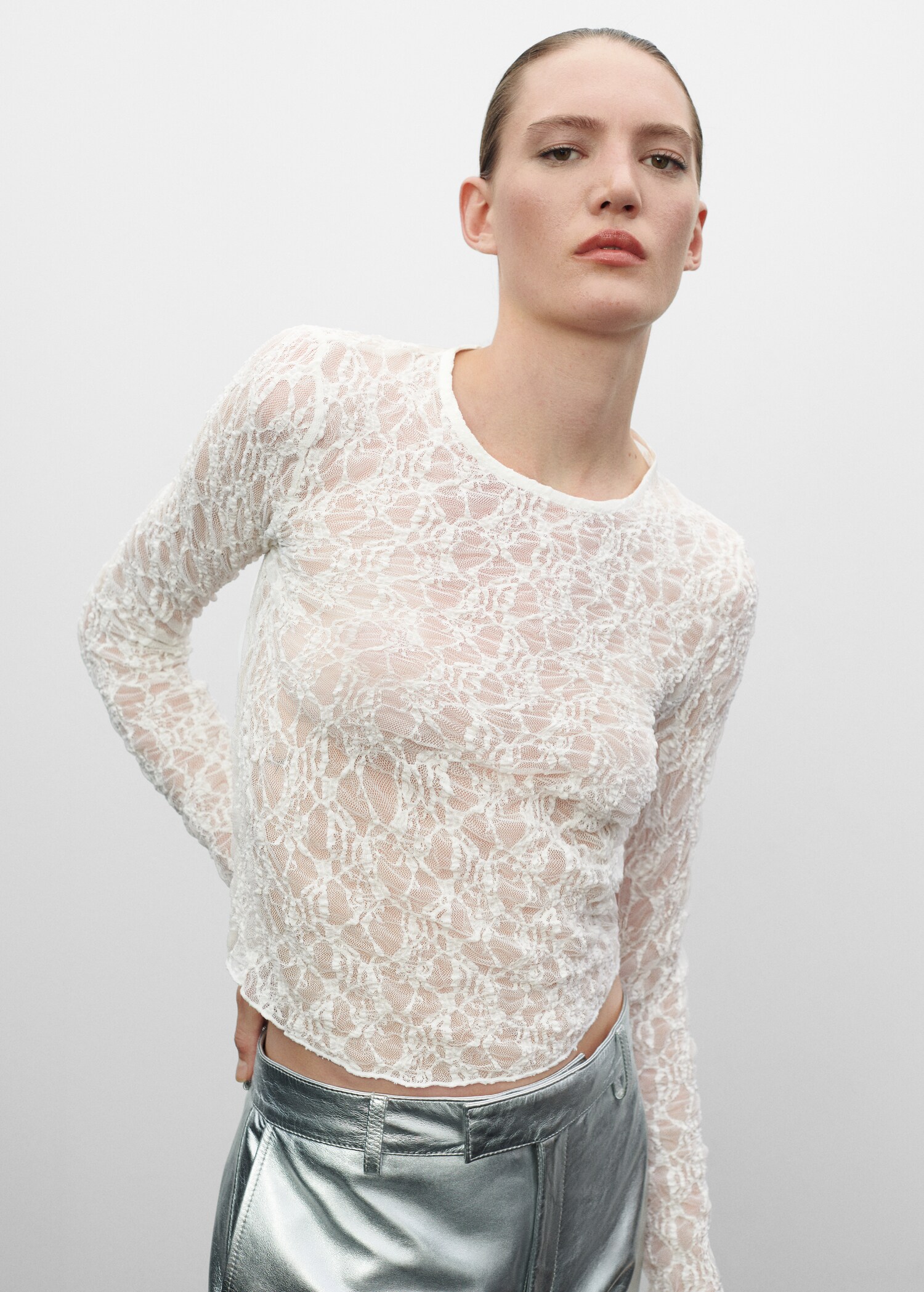 Long sleeve lace T-shirt - Medium plane