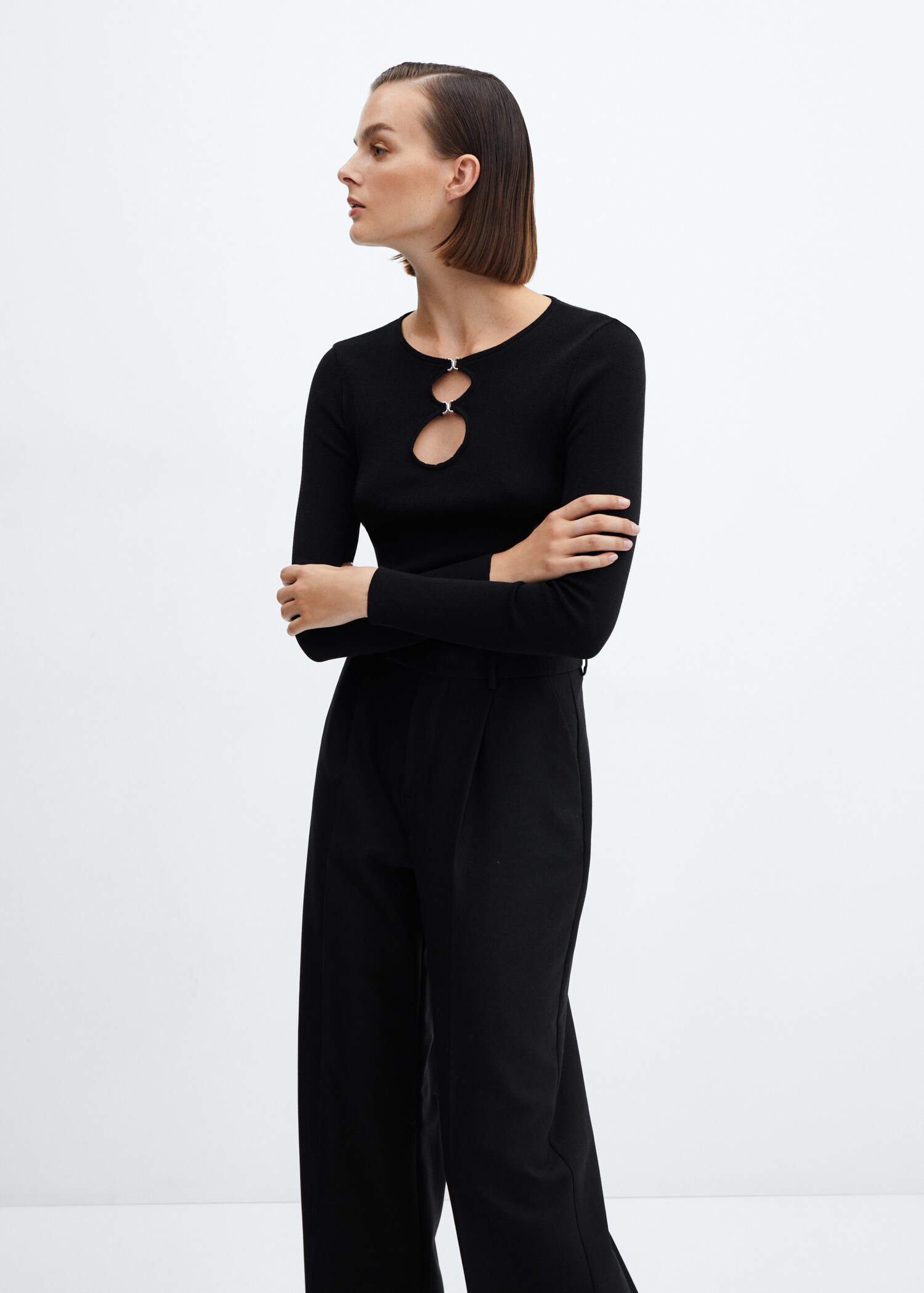 Pull-over maille ouvertures - Plan moyen