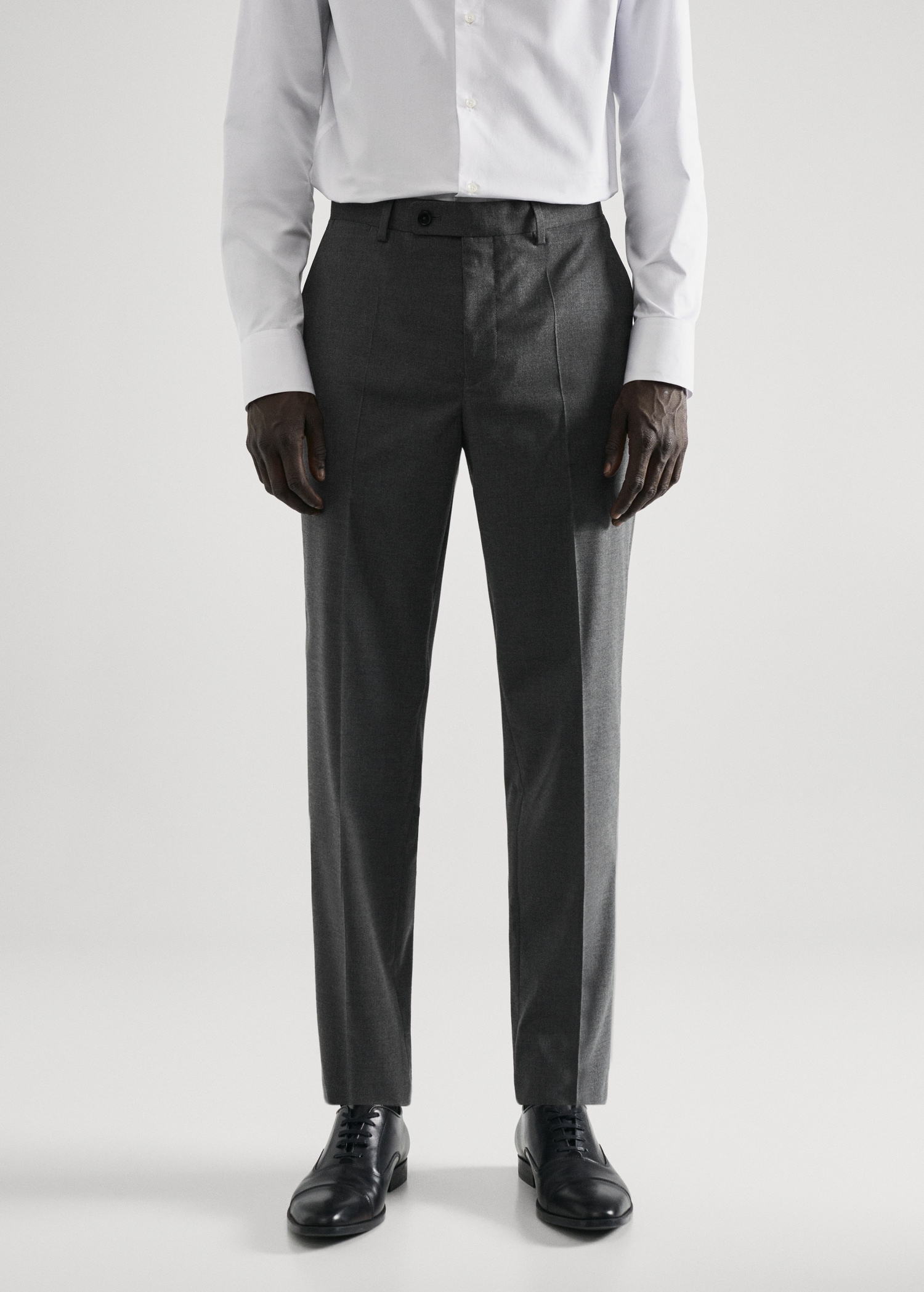 Stretch fabric slim-fit suit trousers - Medium plane