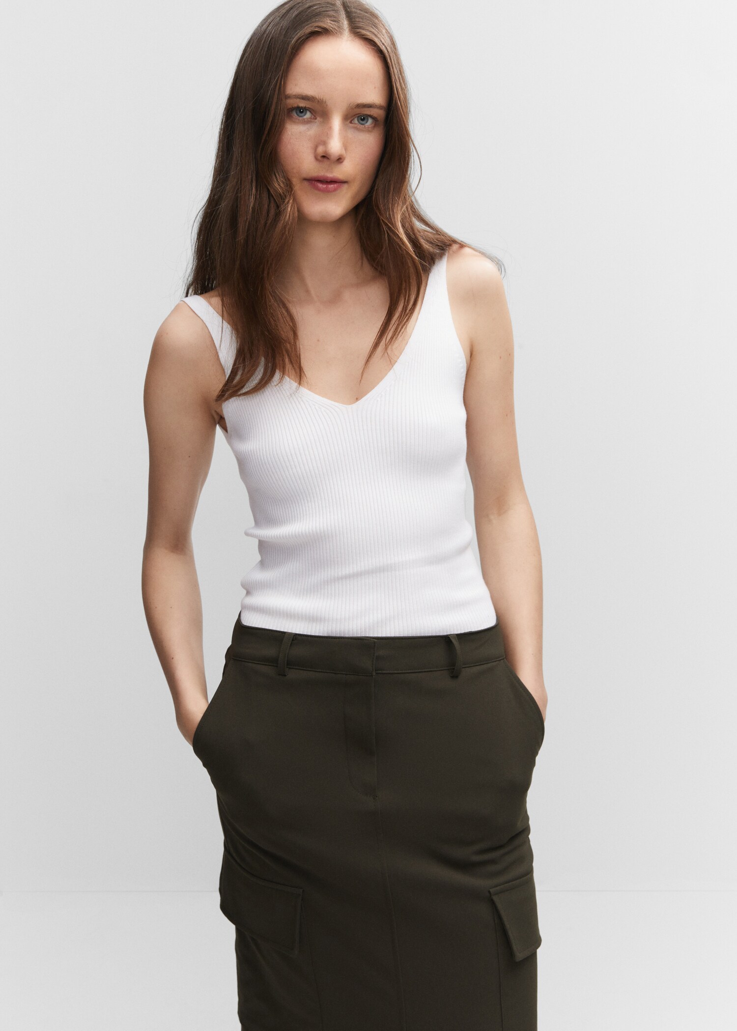 Top maille col V - Plan moyen
