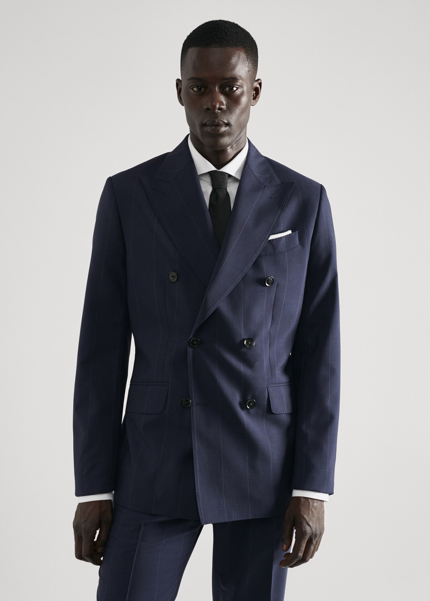 Veste costume croisée laine vierge - Plan moyen