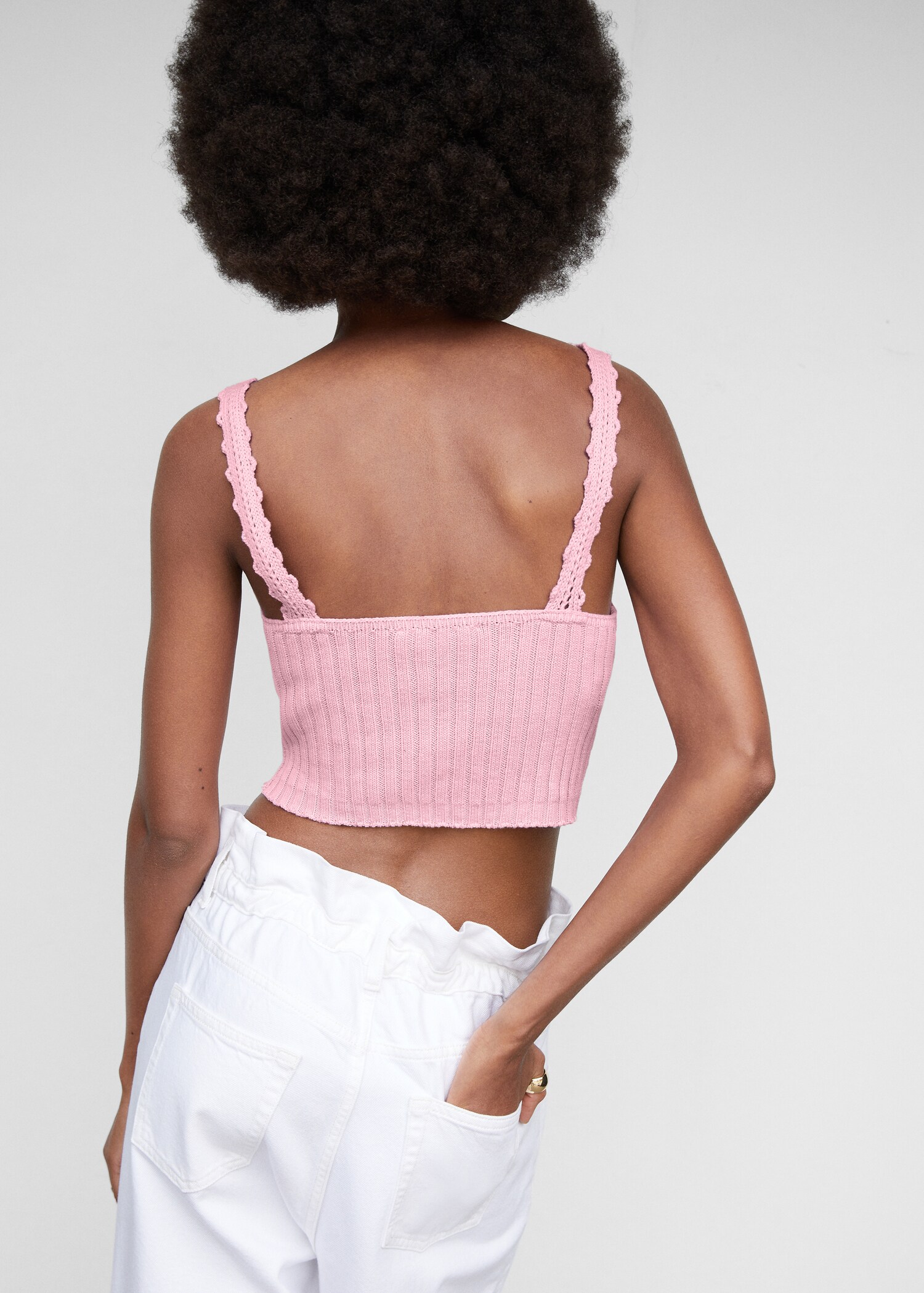 Top cropped din tricot - Spatele articolului