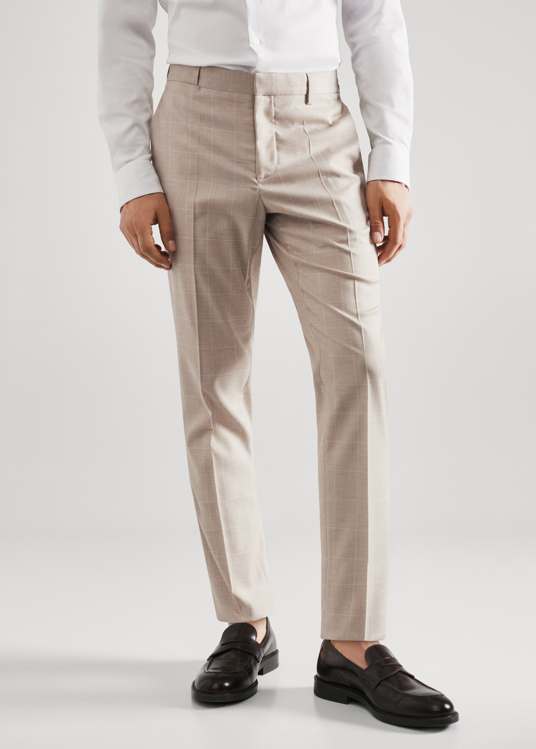 Spodnie garniturowe super slim fit w kratę - Plan średni