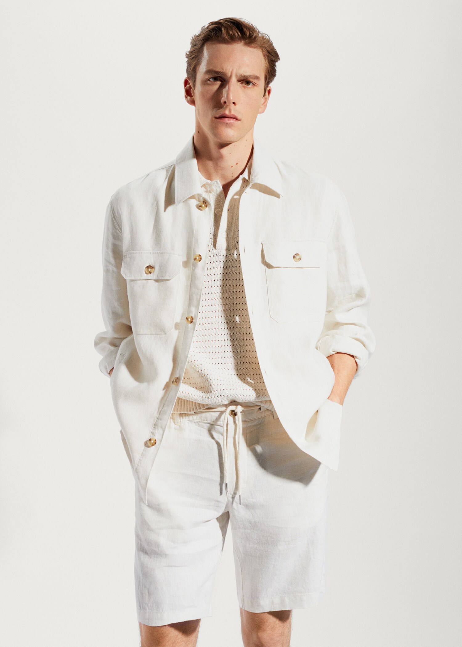 Sobrecamisa 100% lino regular fit - Plano medio