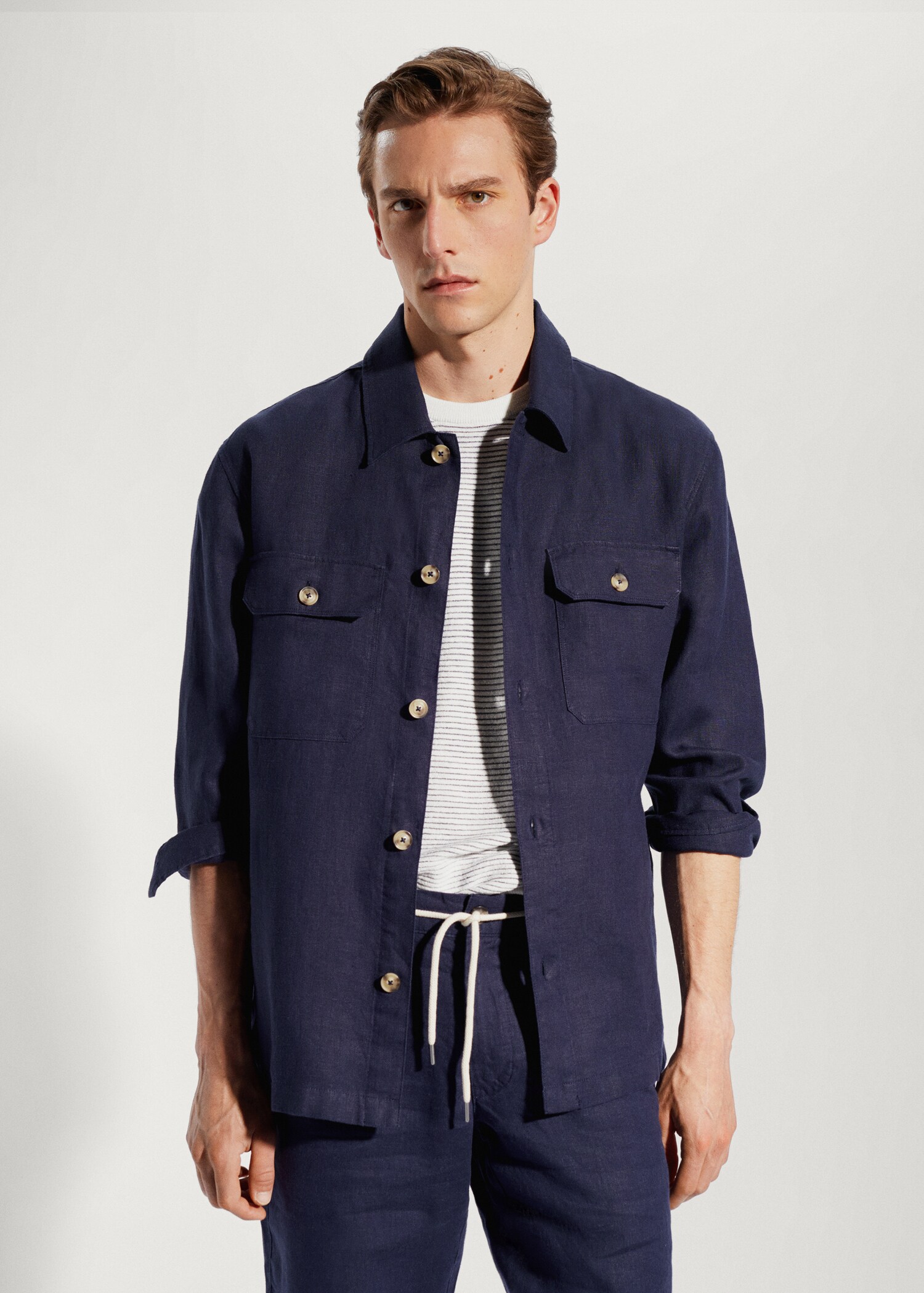 Sobrecamisa 100% lino regular fit - Plano medio