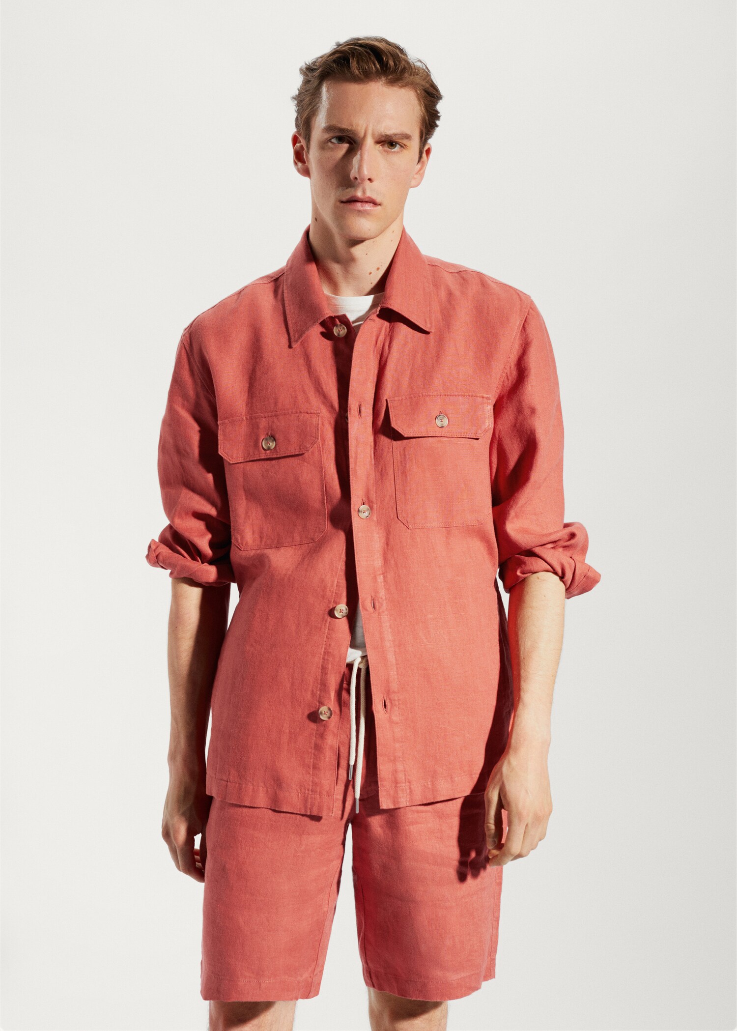 Sobrecamisa 100% lino regular fit - Plano medio