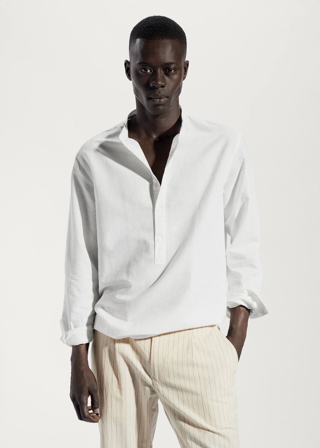 Chemise lin regular fit col mao Homme MANGO Cote d Ivoire