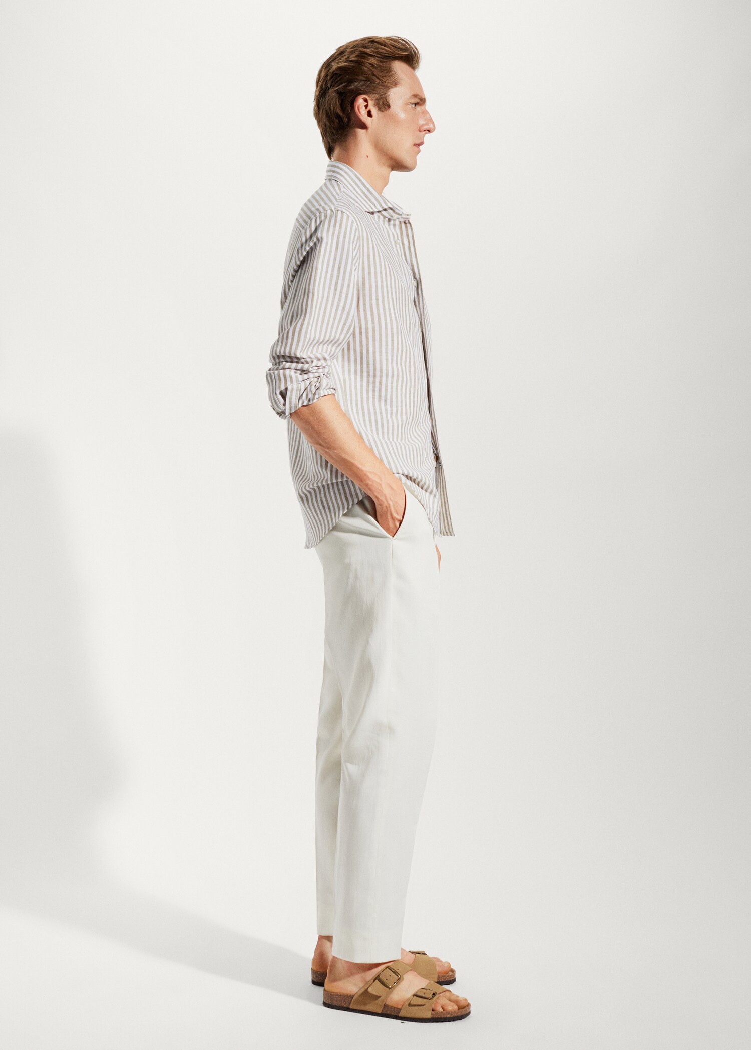 Slim fit striped linen shirt - Details of the article 2