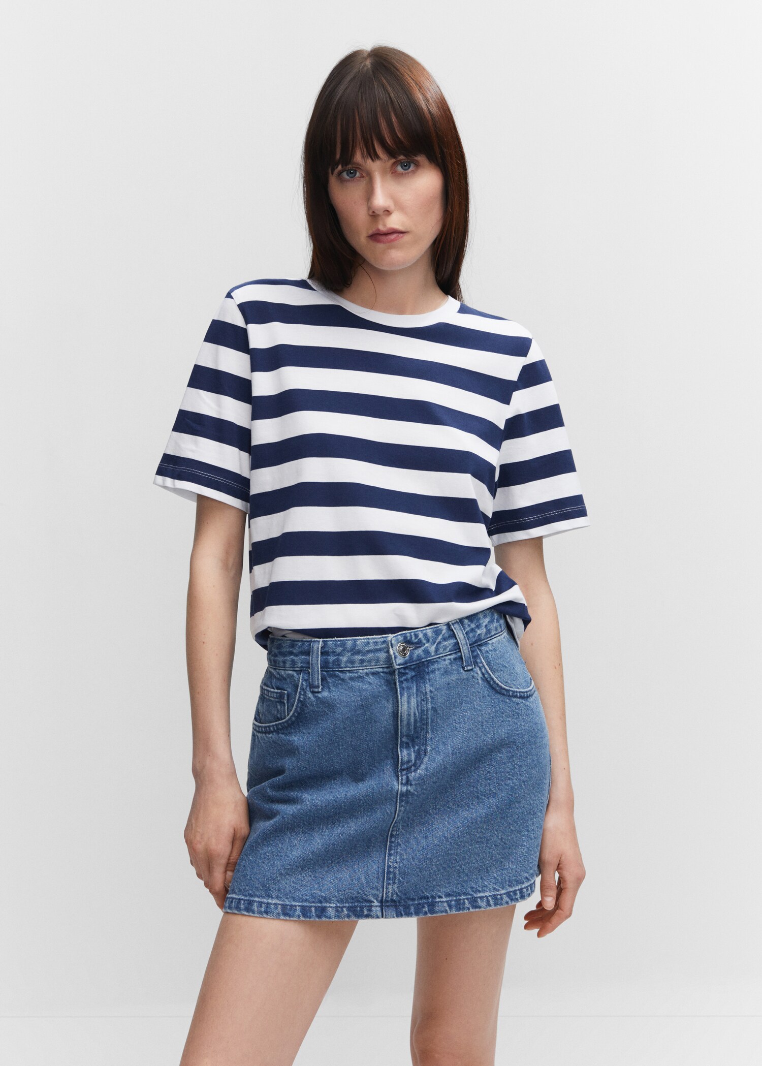 T-shirt coton à rayures - Plan moyen