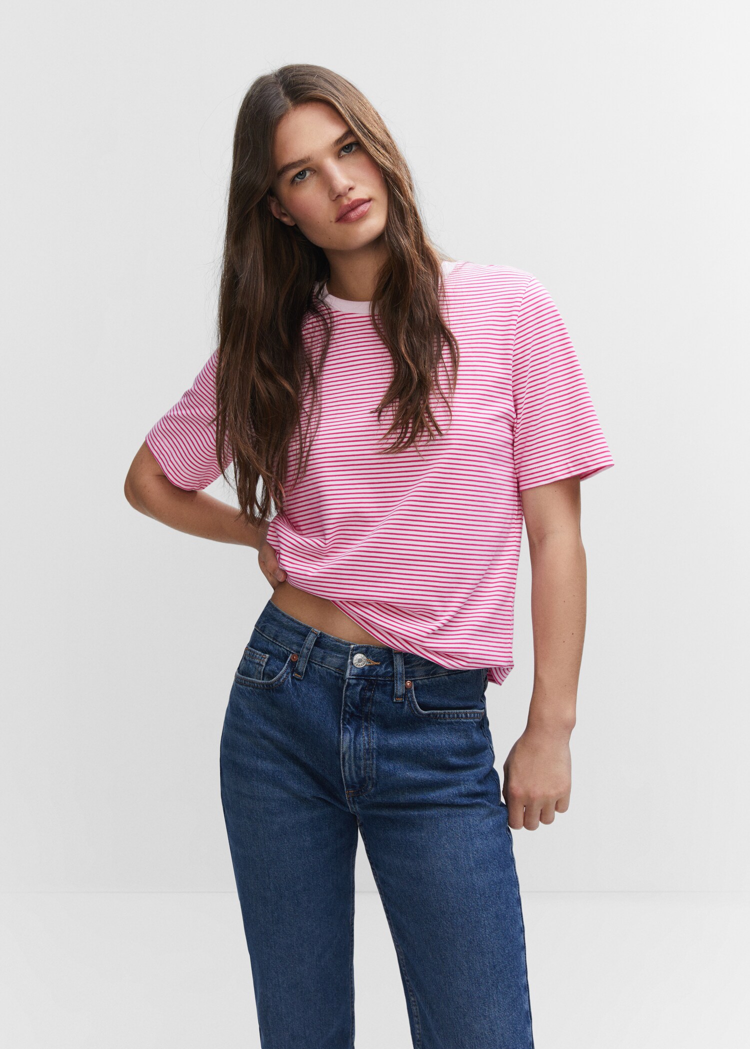 T-shirt coton à rayures - Plan moyen
