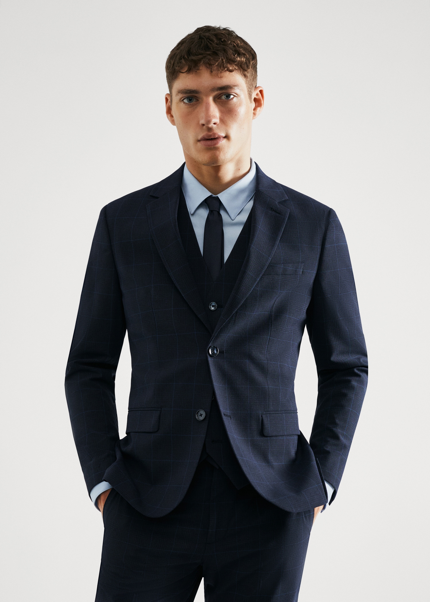 Super slim-fit check suit jacket - Medium plane