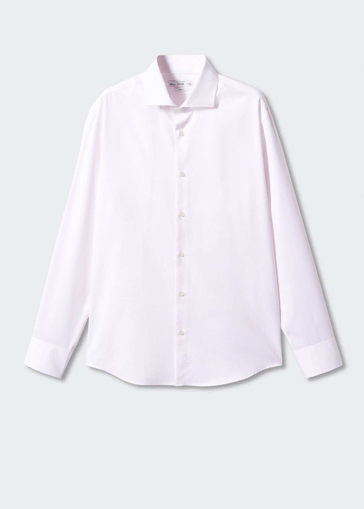 Camisa de fato de sarja slim fit às minirriscas - Artigo sem modelo