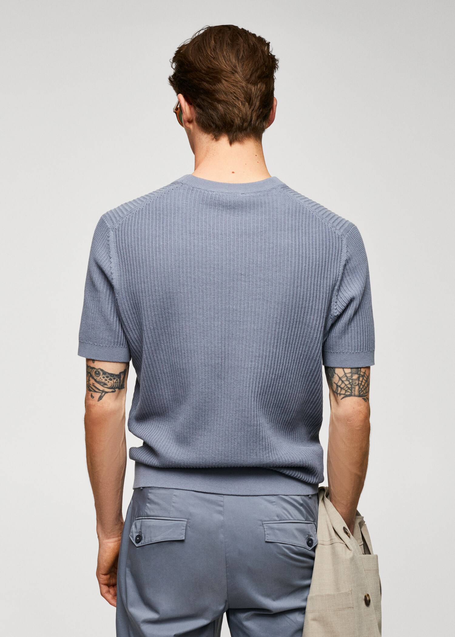 T-shirt 100 % coton structuré côtelé - Verso de l’article