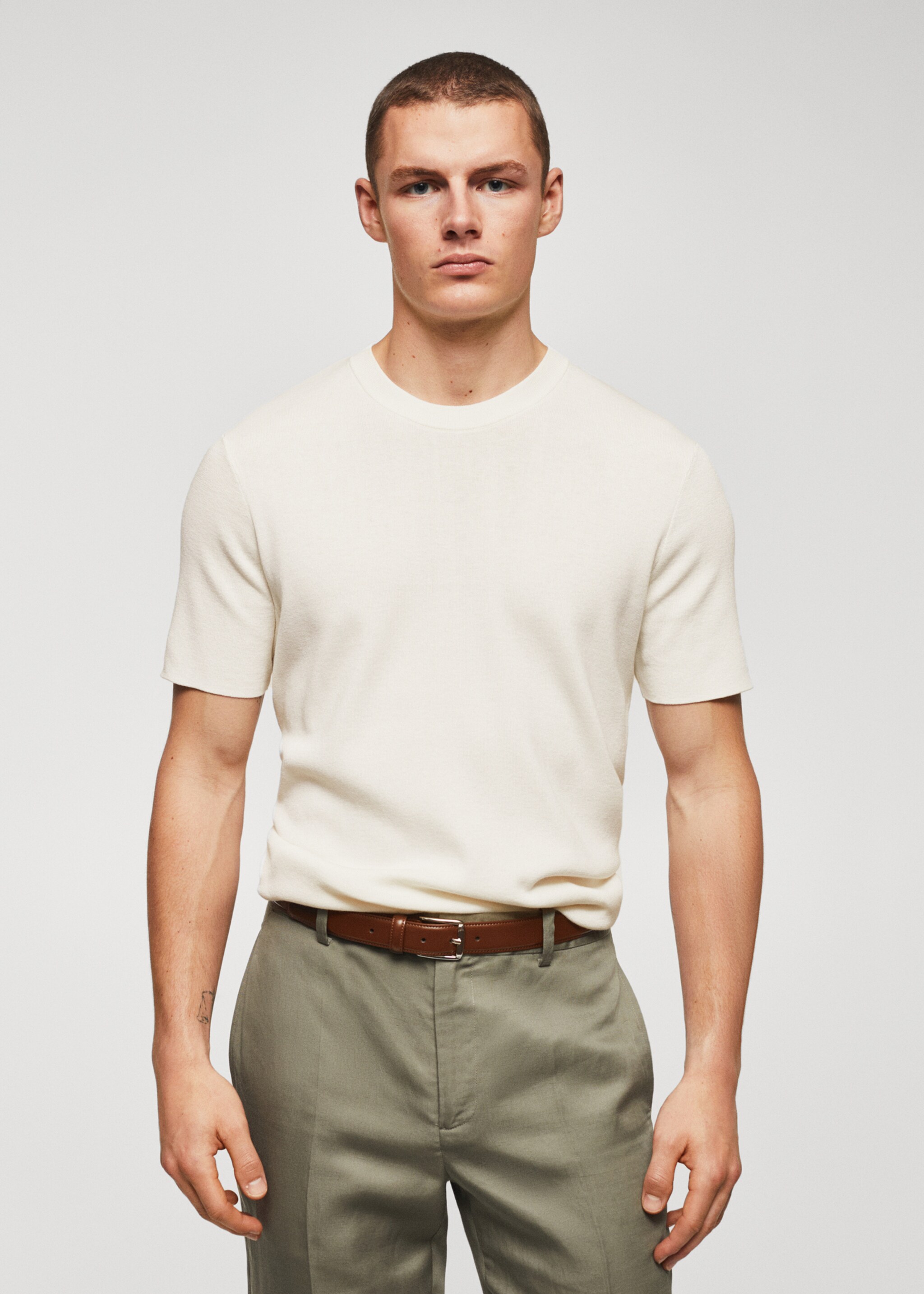 Camiseta punto fino algodón - Plano medio