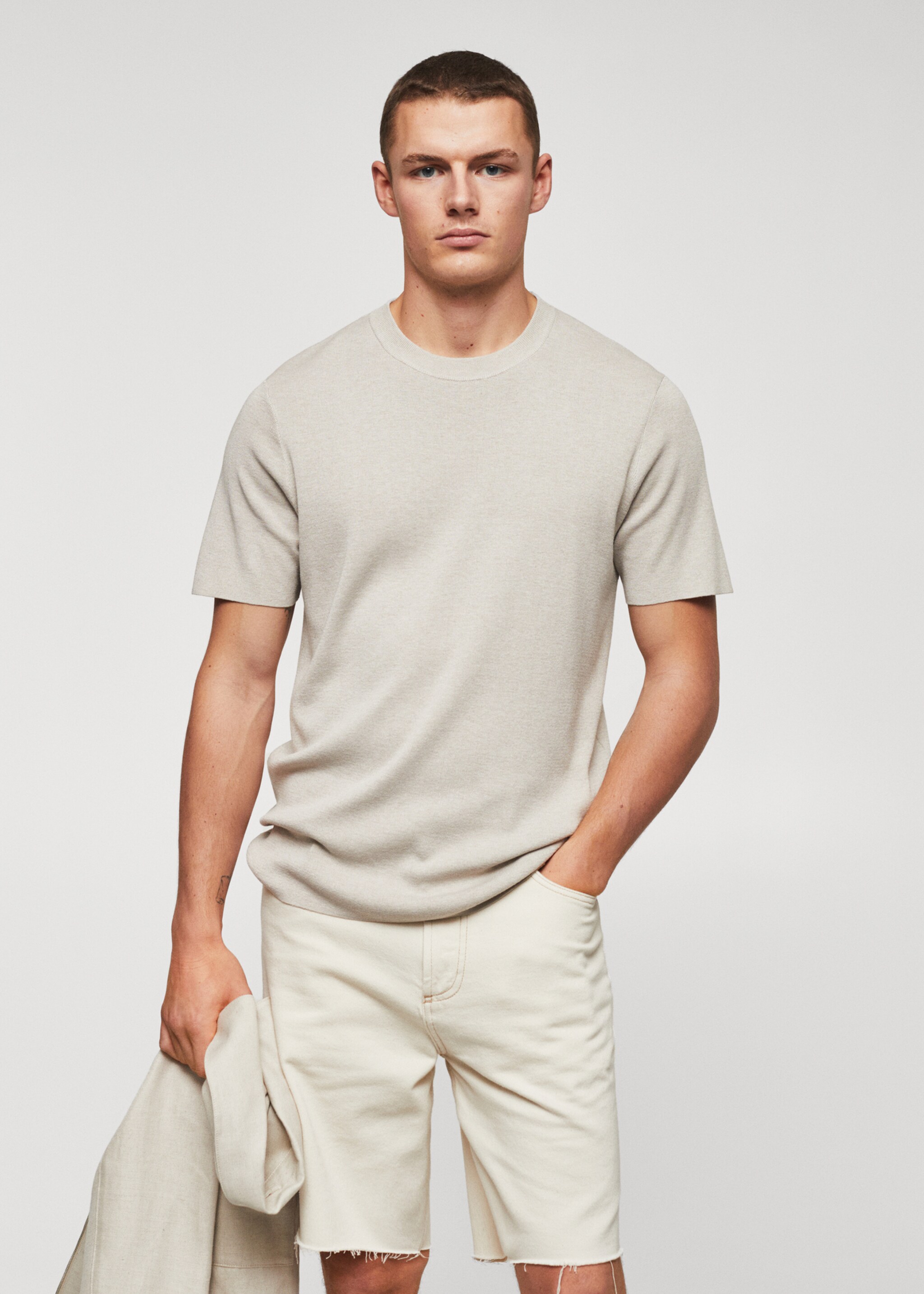 Camiseta punto fino algodón - Plano medio