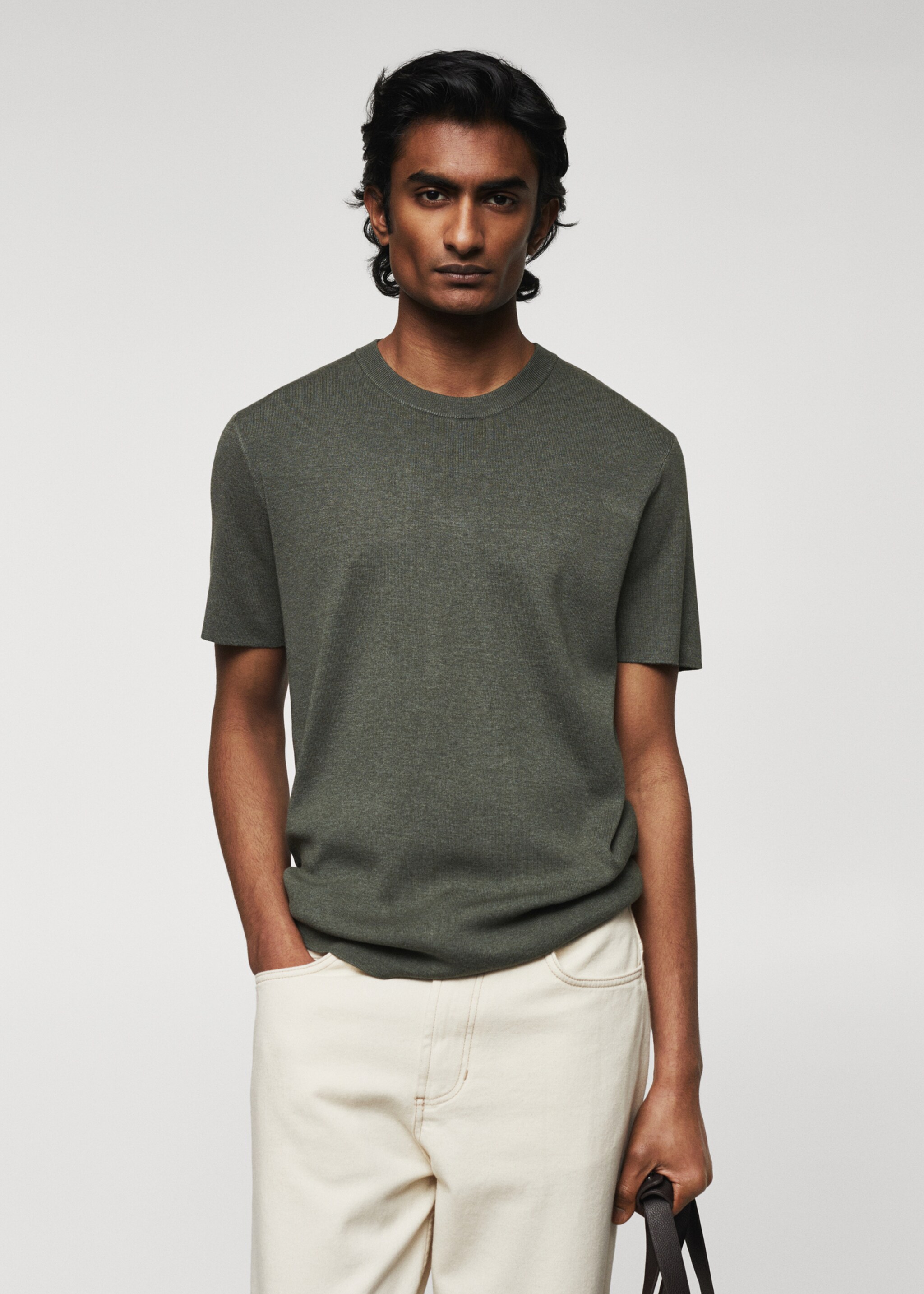 Camiseta punto fino algodón - Plano medio