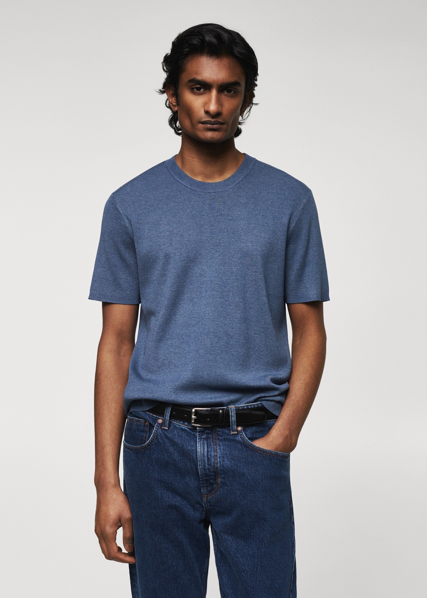 Camiseta punto fino algodón - Plano medio