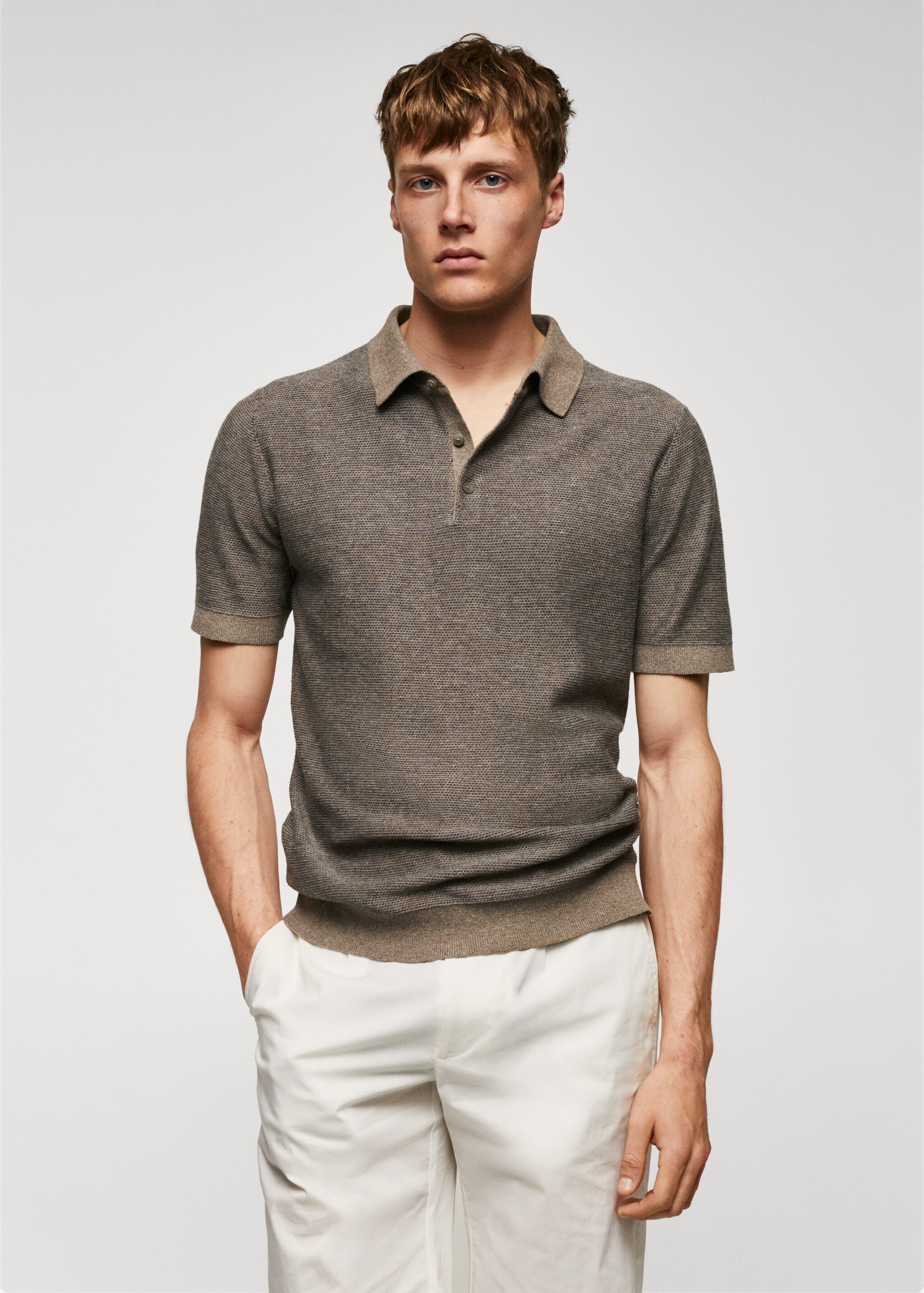 Patterned cotton polo shirt - Medium plane