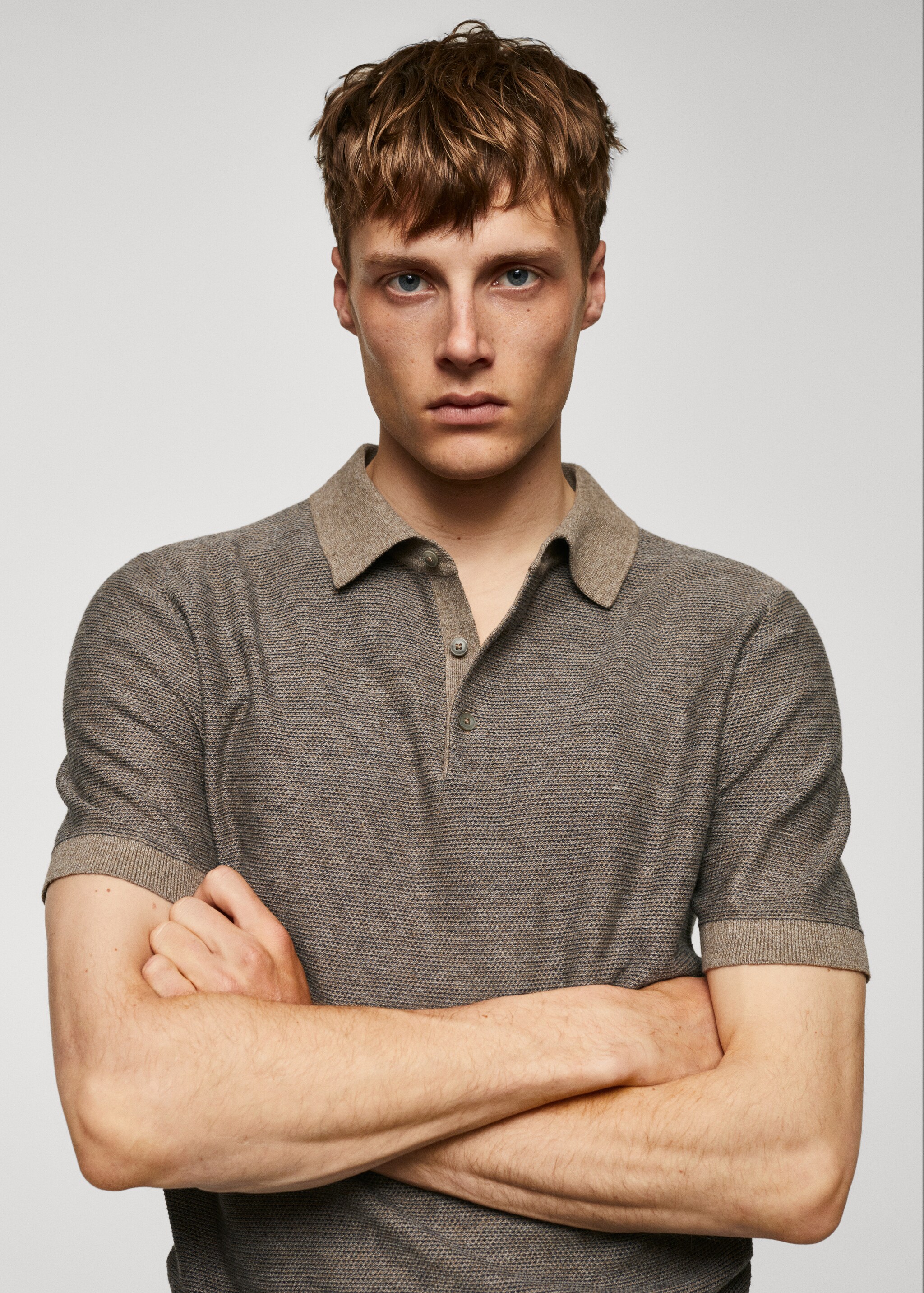Patterned cotton polo shirt - Details of the article 1