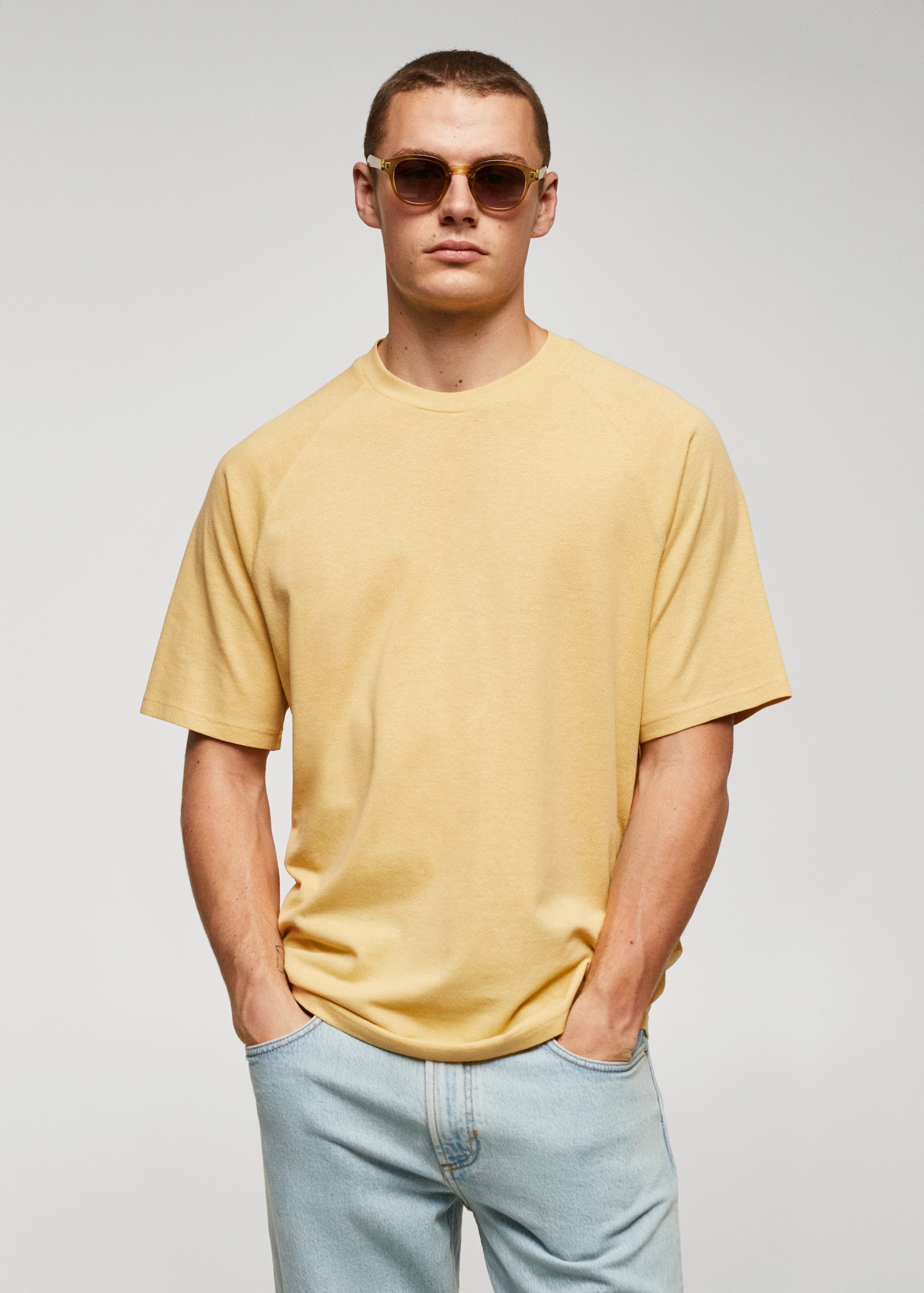 T-shirt coton-lin texturé Homme MANGO Niger