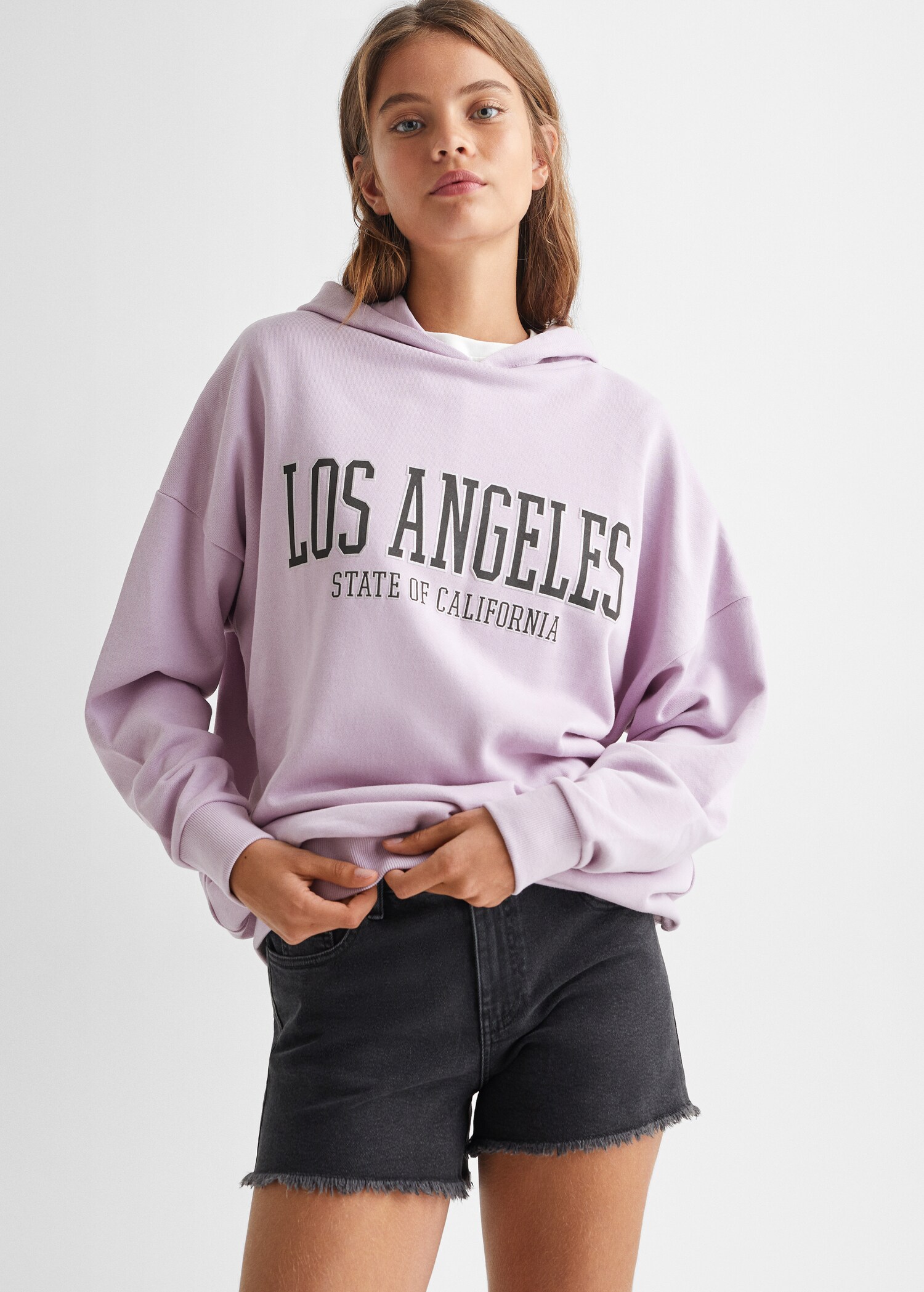 Sudadera estampada capucha - Plano medio