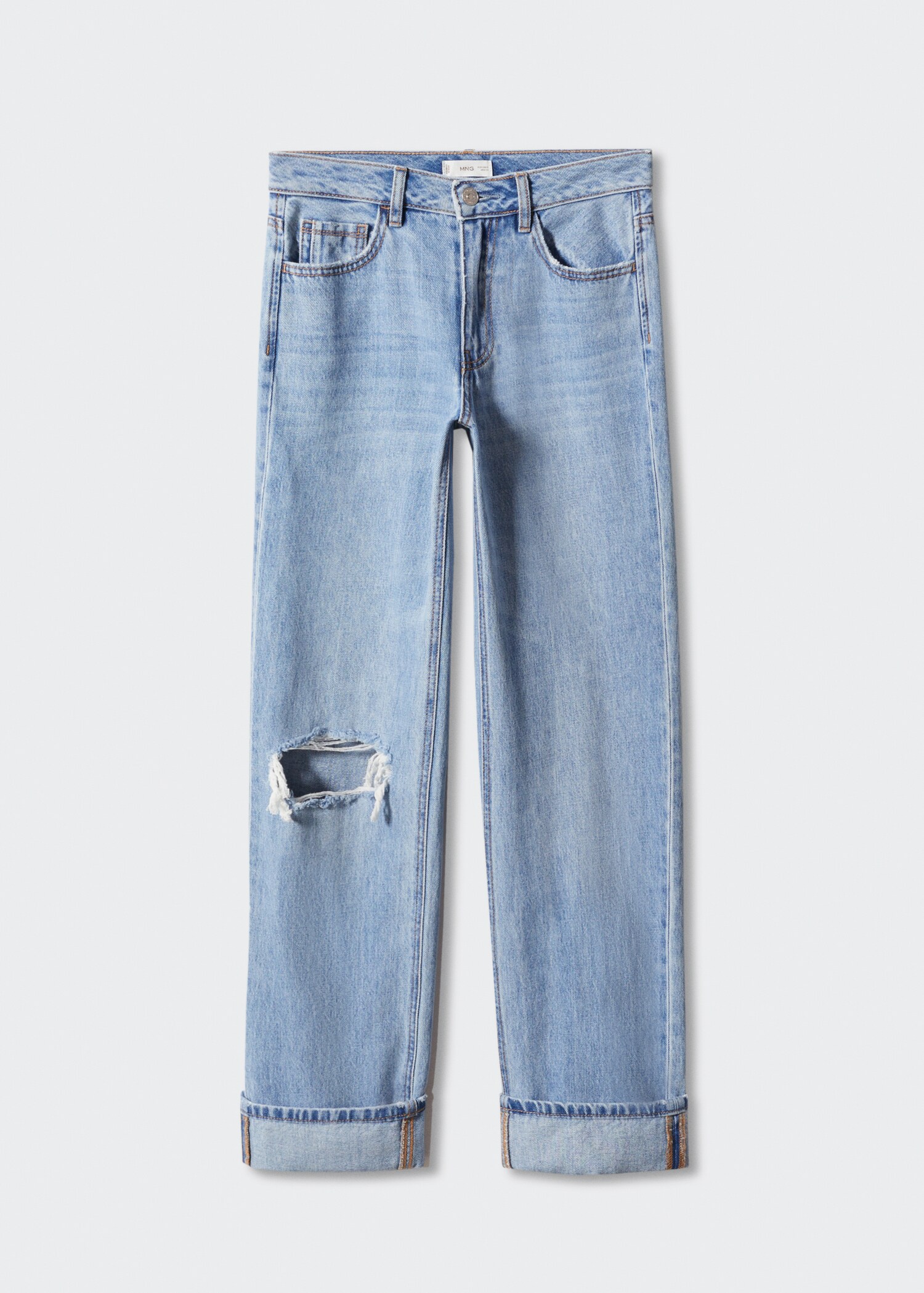 Turned-up straight jeans - Article without model