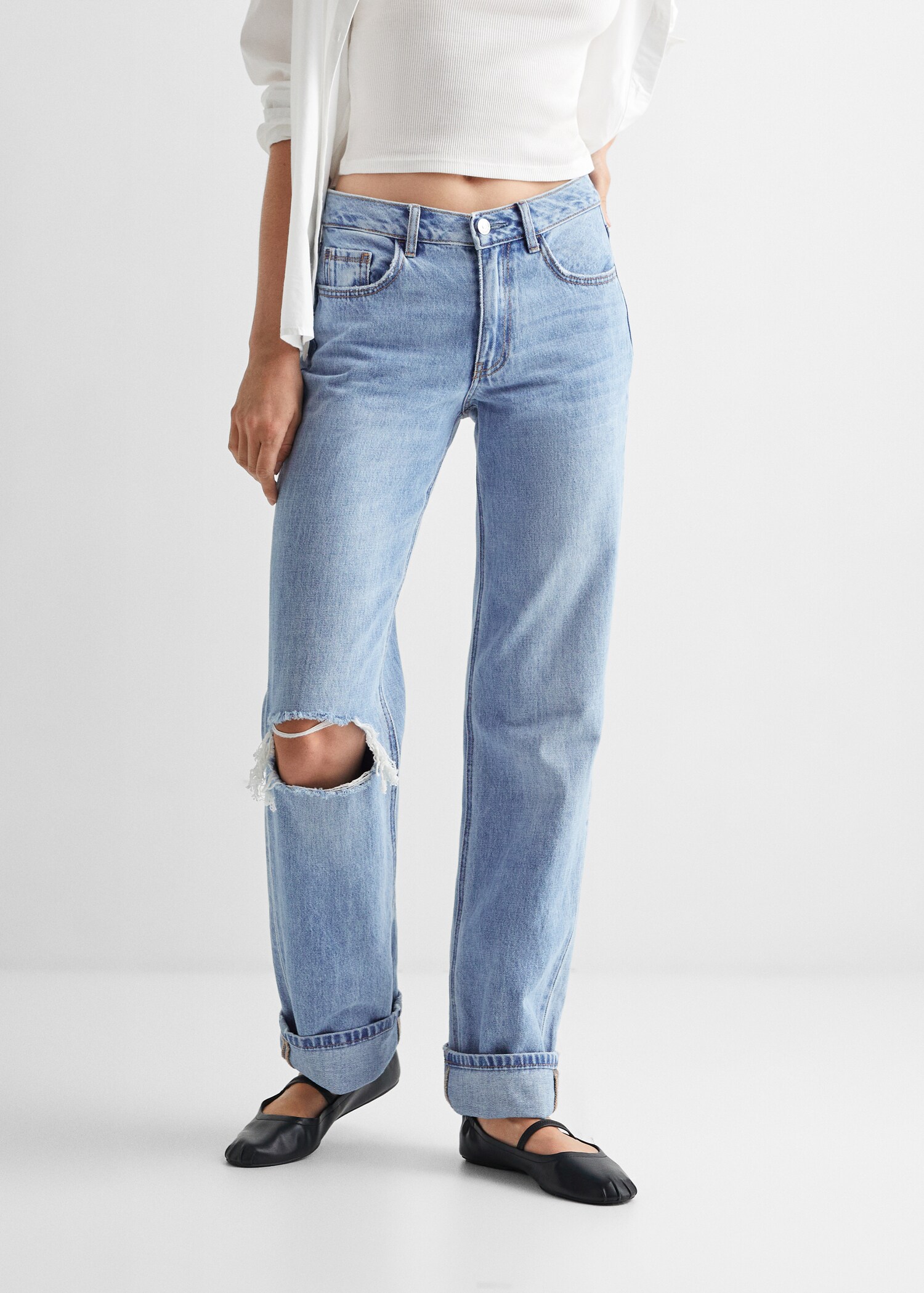 Turned-up straight jeans - Details of the article 6
