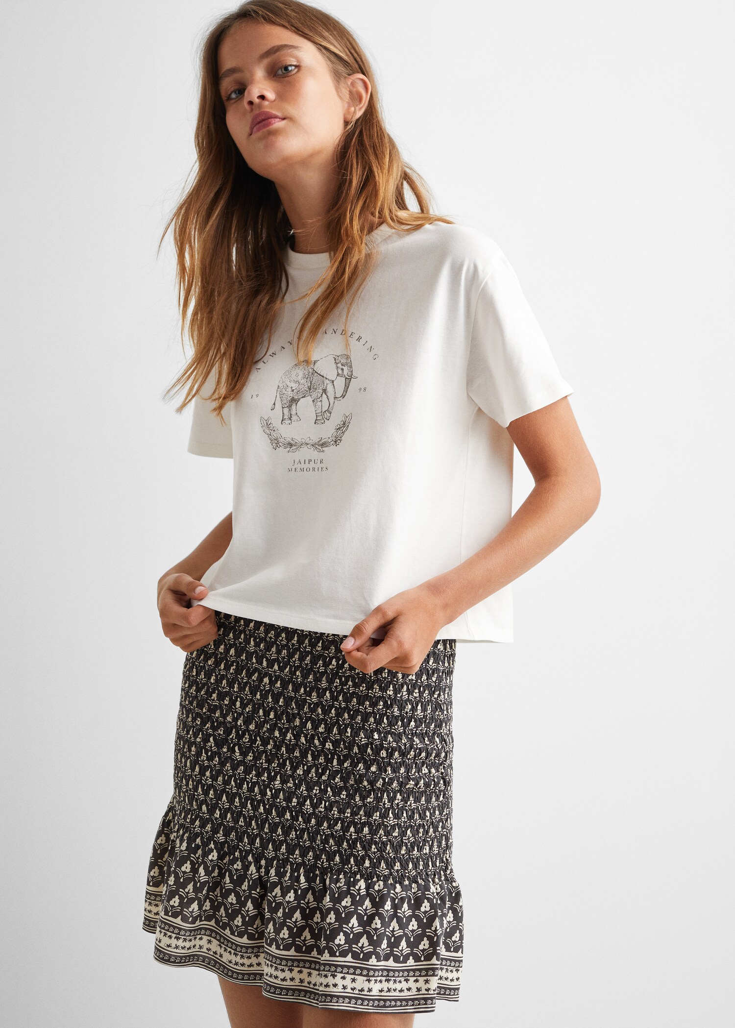 Printed cotton-blend T-shirt - Medium plane