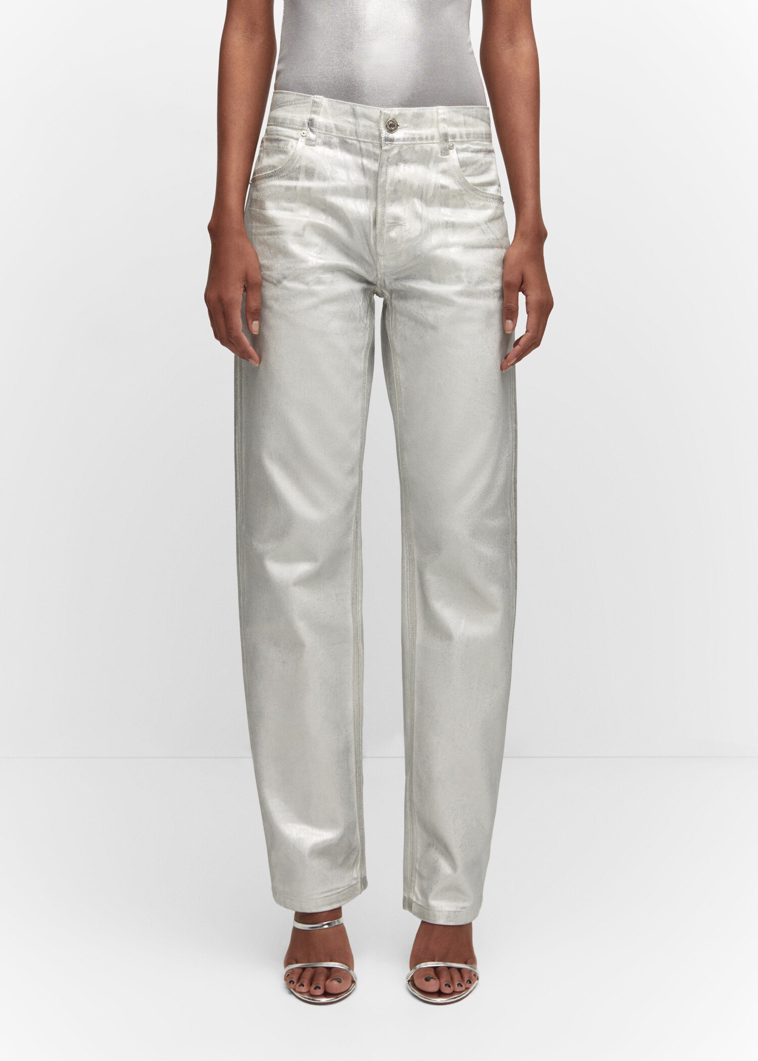 Metallic straight-leg jeans - Medium plane