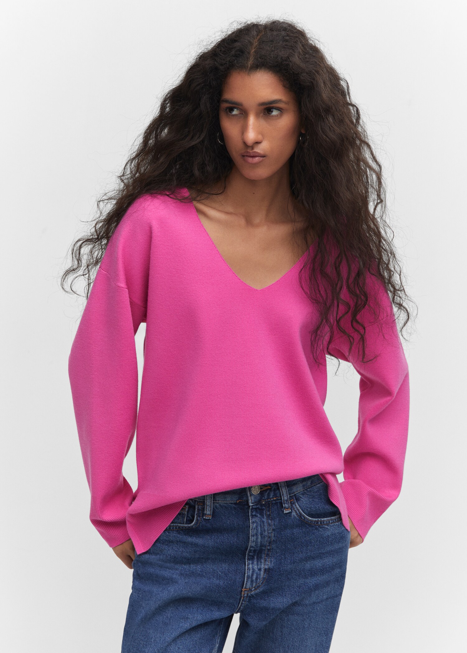 Oversized V-neck sweater - Medium plane