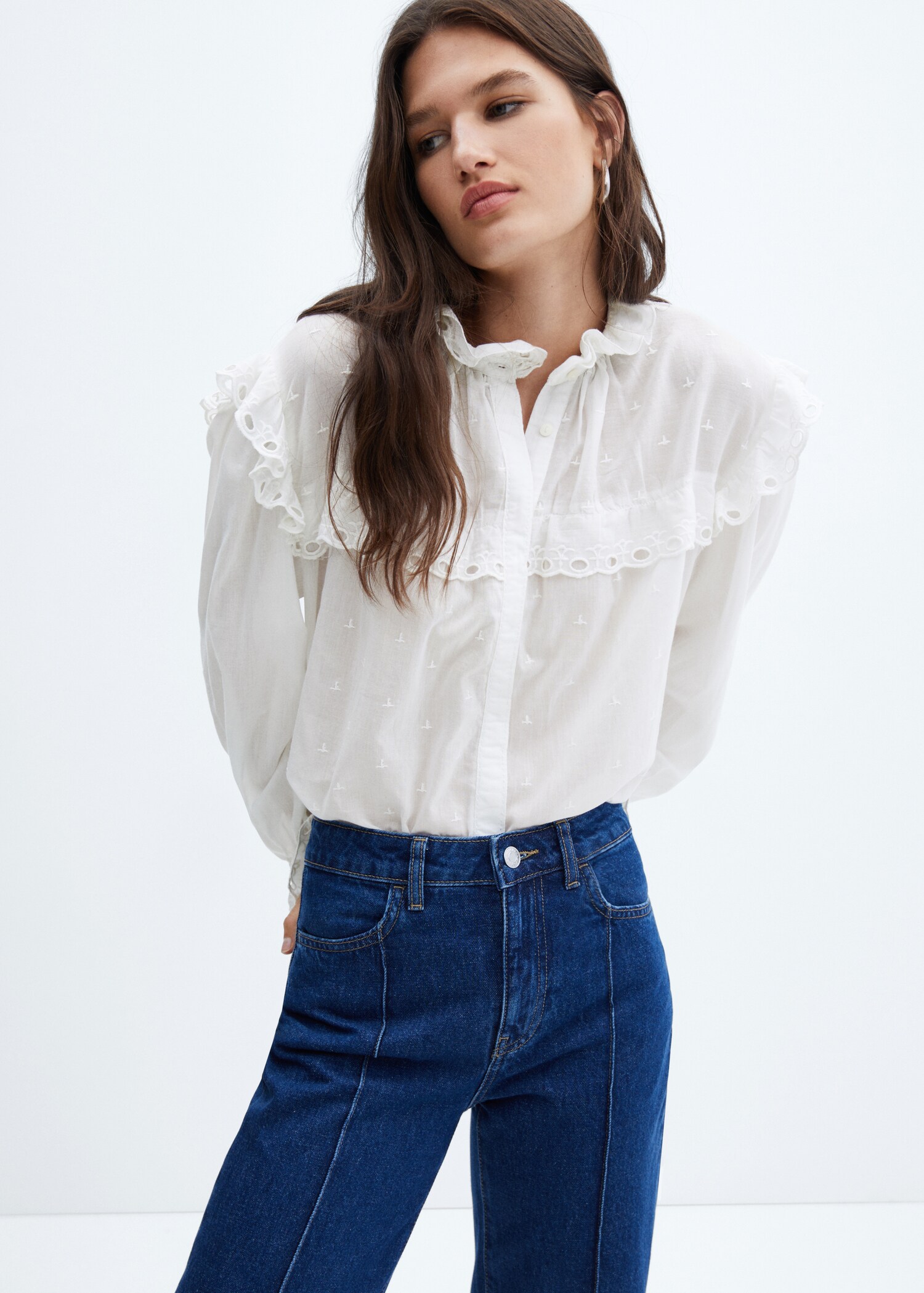 Embroidered details blouse - Medium plane