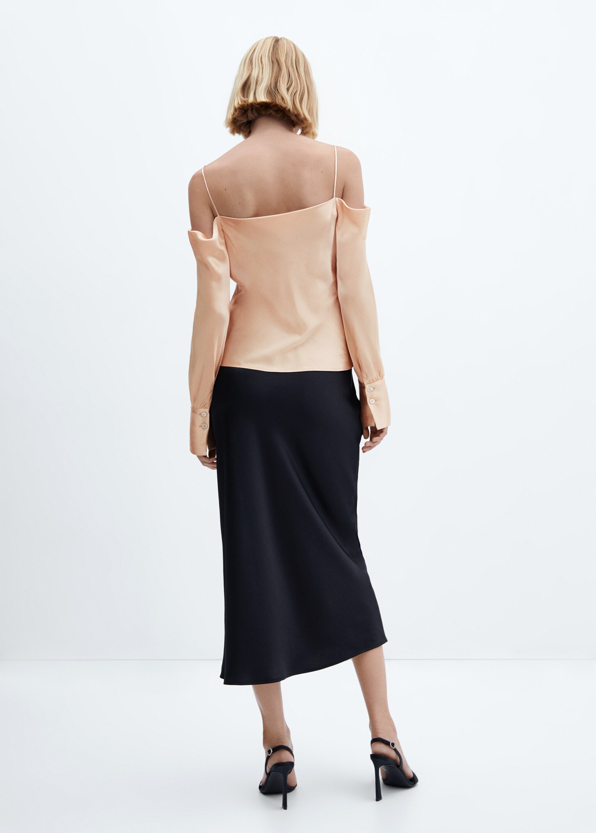Satin blouse with draped neck  - Reverse of the article