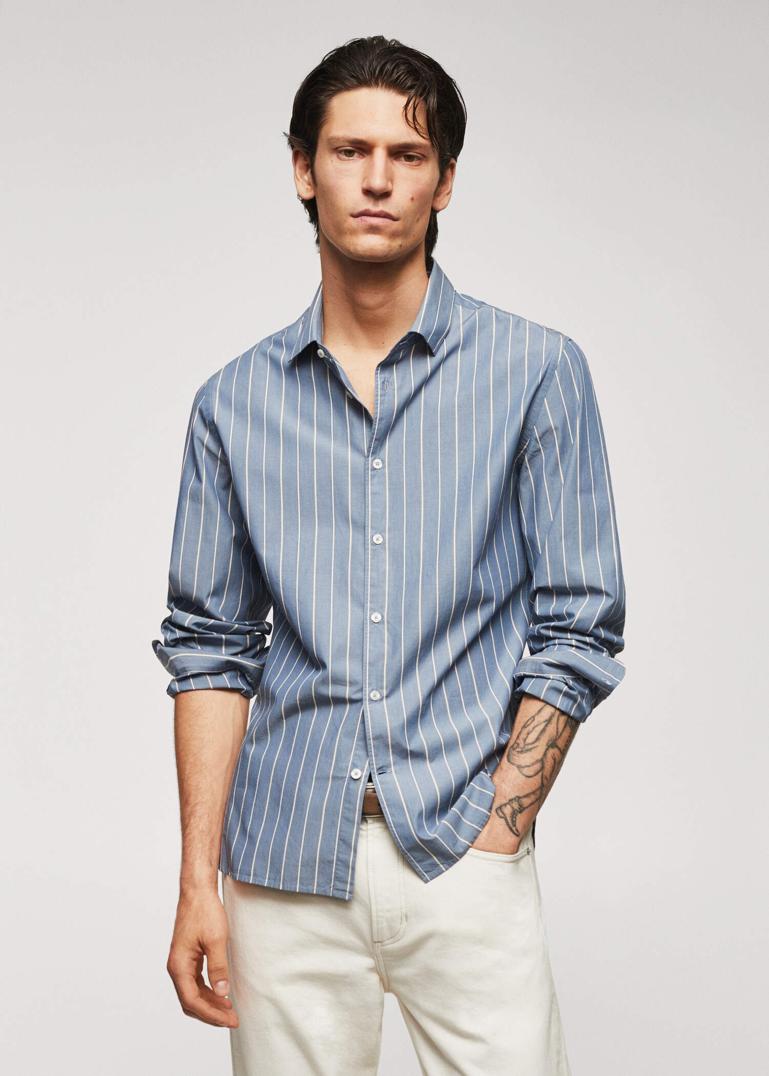 Camisa 100% algodón rayas - Plano medio