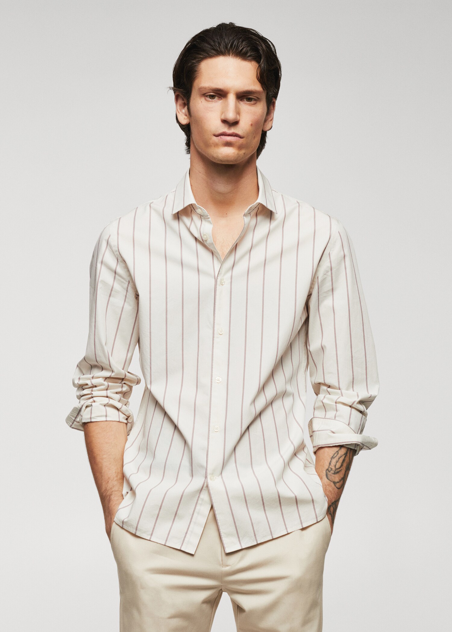 Camisa 100% algodón rayas - Plano medio