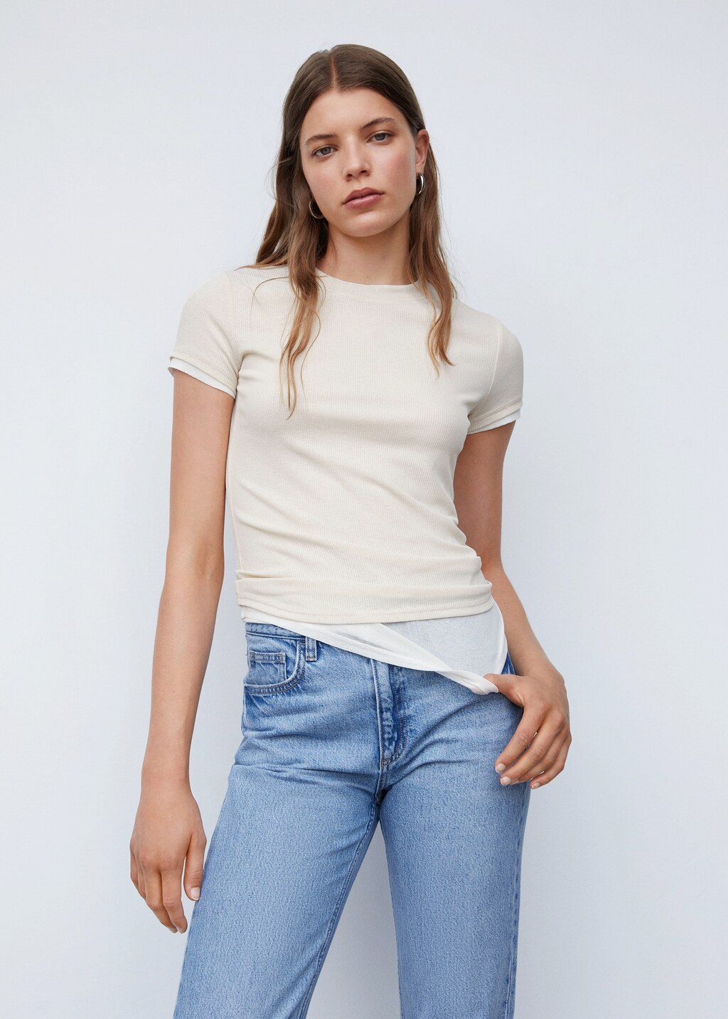 Double-layered T-shirt - Women | MANGO Japan