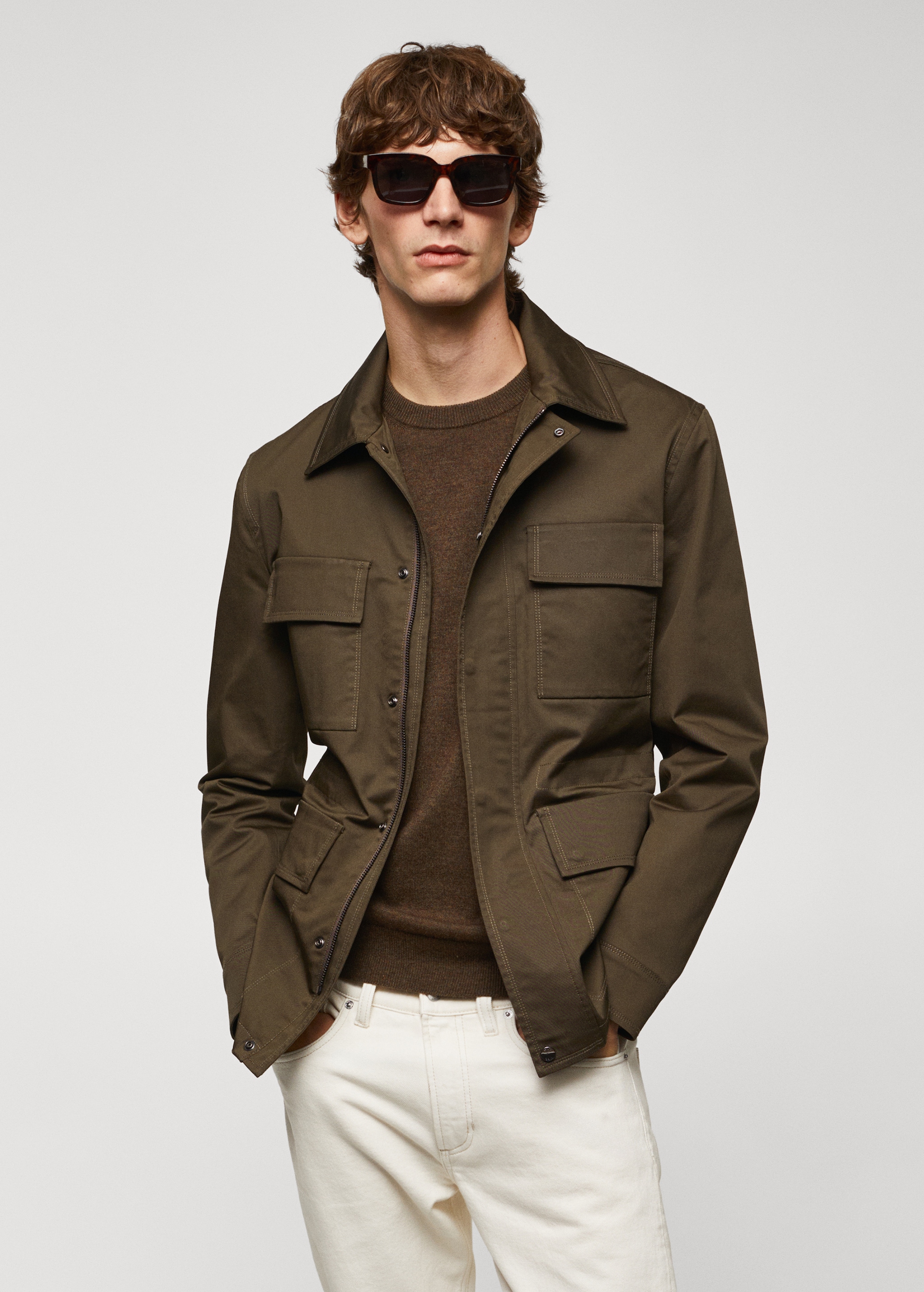 Cotton jacket with pockets - Main Image