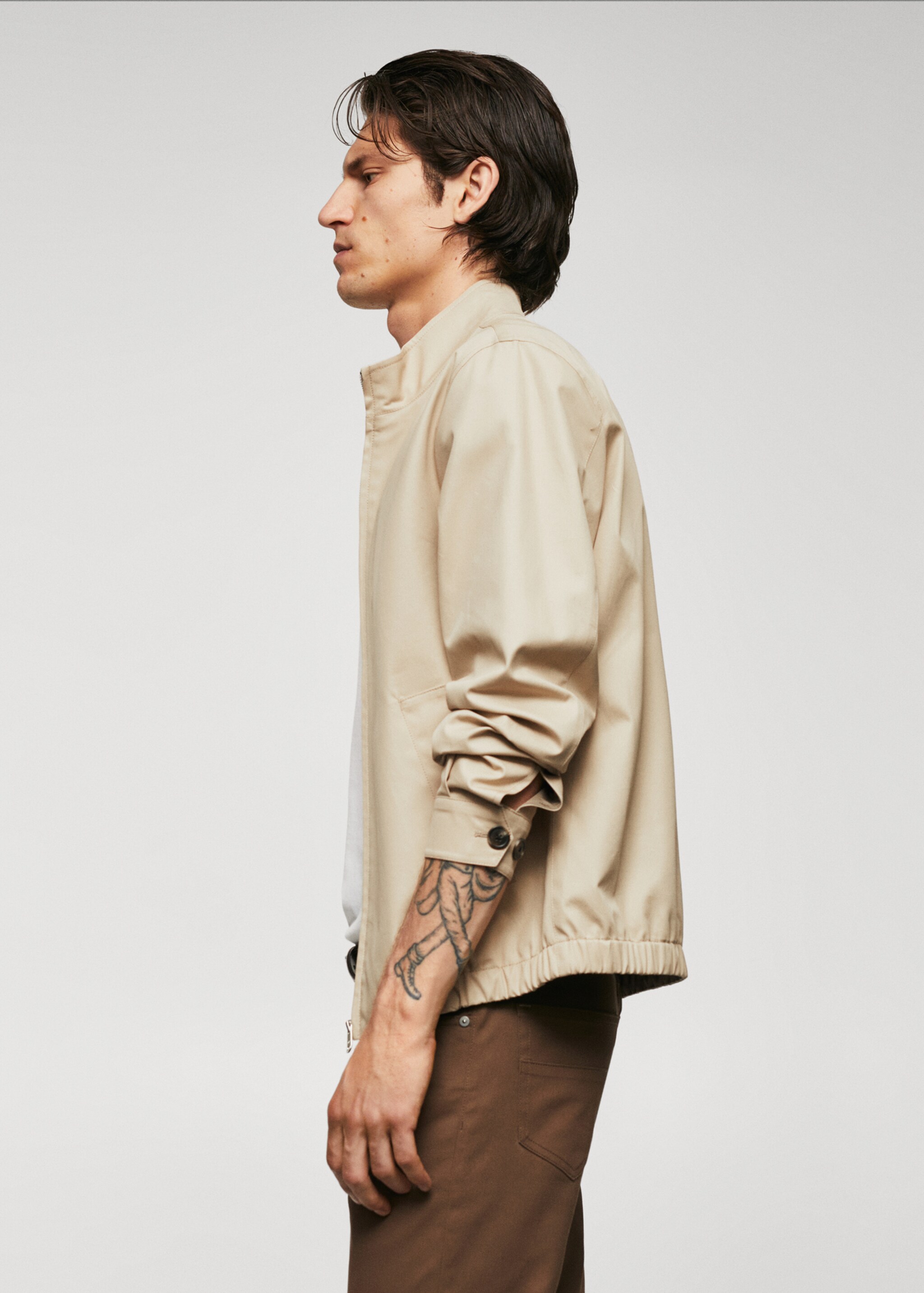 100% cotton bomber jacket - Details of the article 2, Light/Pastel Grey. Ref: 57014391-00.