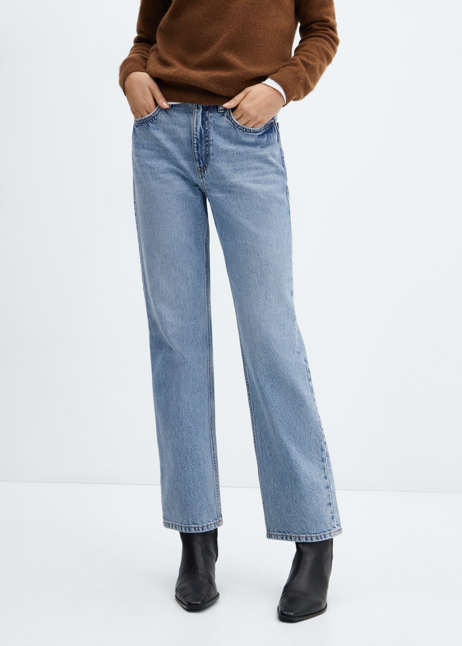 Mid-rise straight jeans - Medium plane