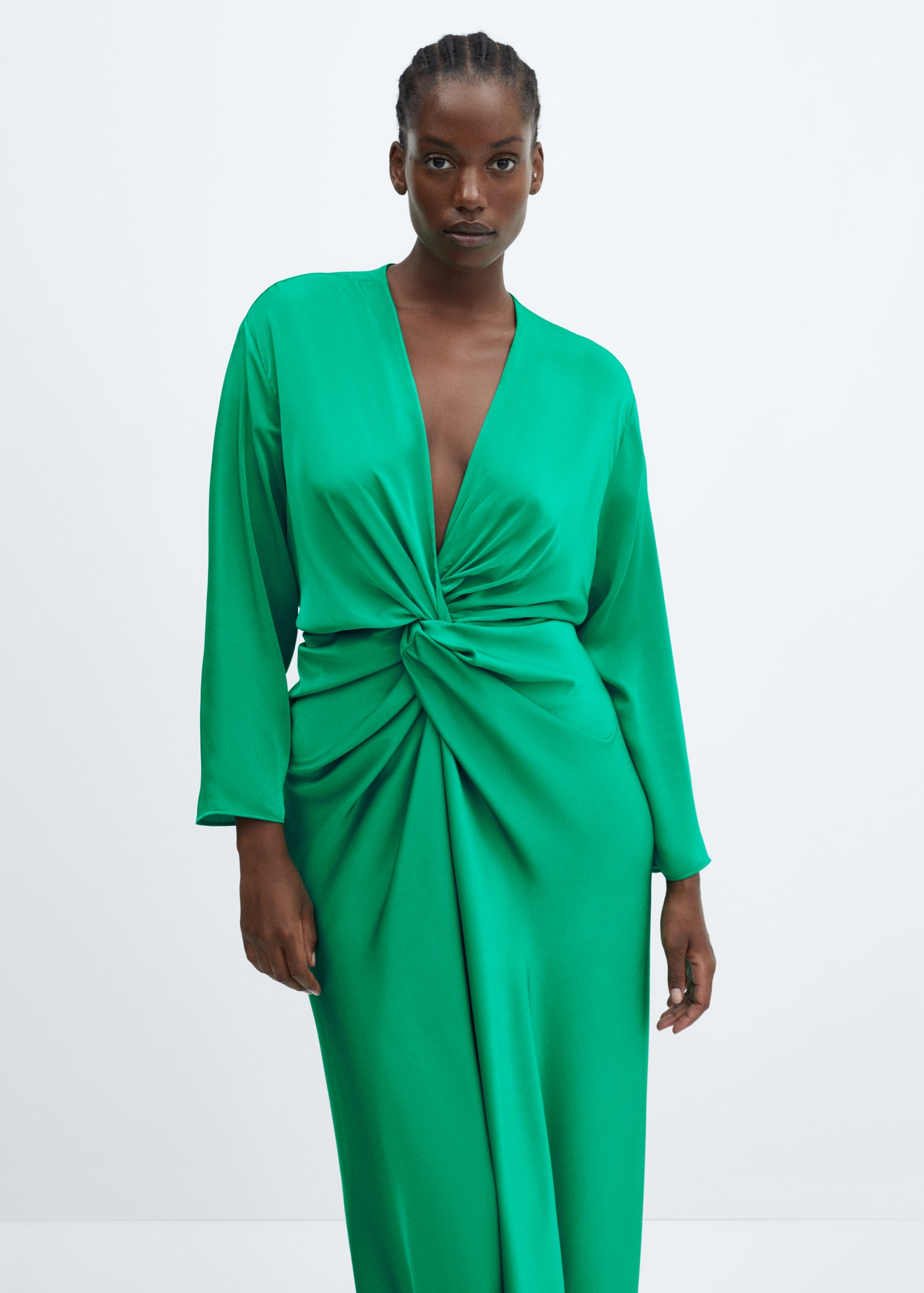 Vestido satinado nudo Mujer MNG Ecuador - Main Image