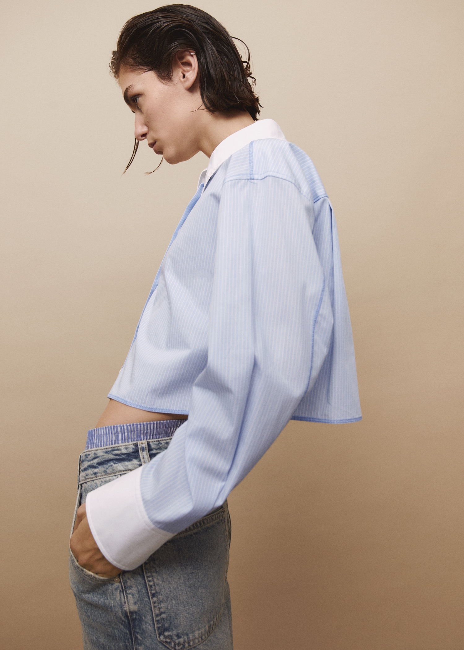 Striped cropped shirt - Details of the article 7