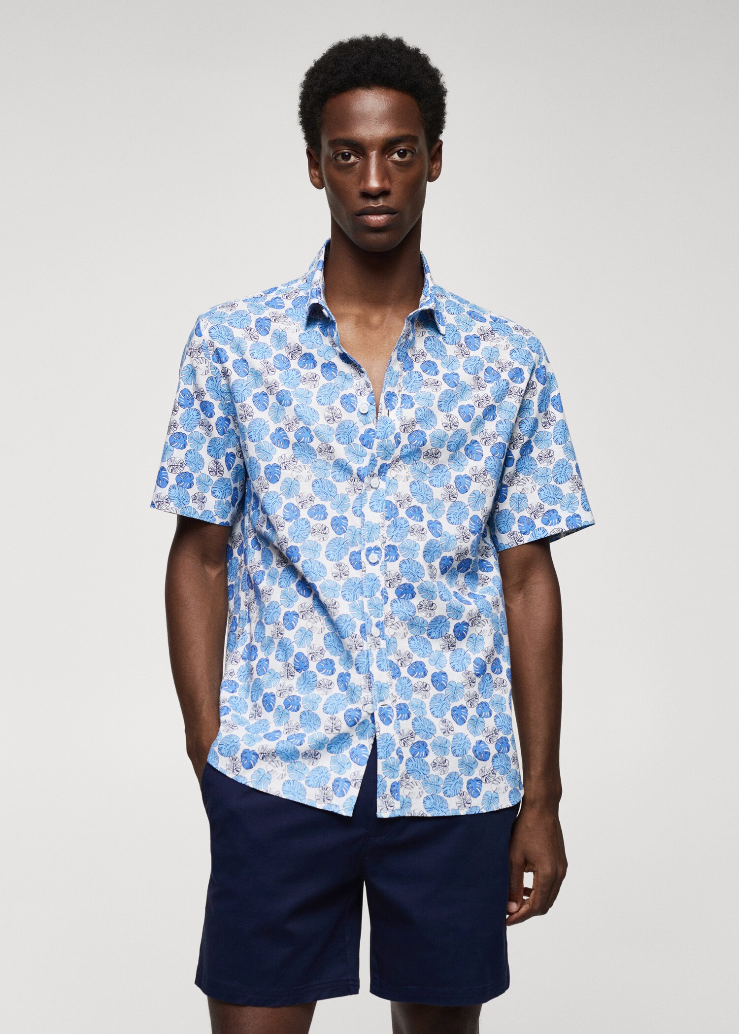 Chemise coton lin imprimée - Plan moyen