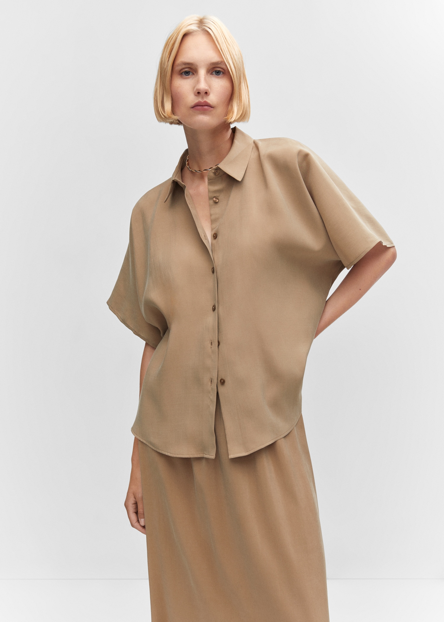 Oversize modal shirt - Woman | MANGO USA Oversize modal shirt - Woman | MANGO USA