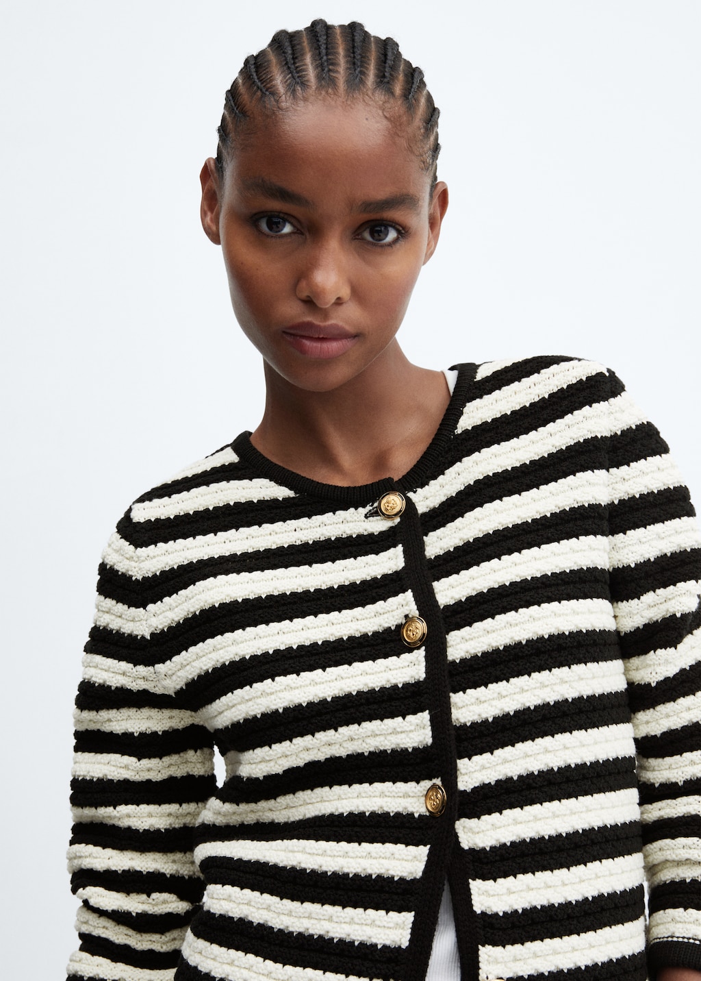 Black white striped cardigan clearance