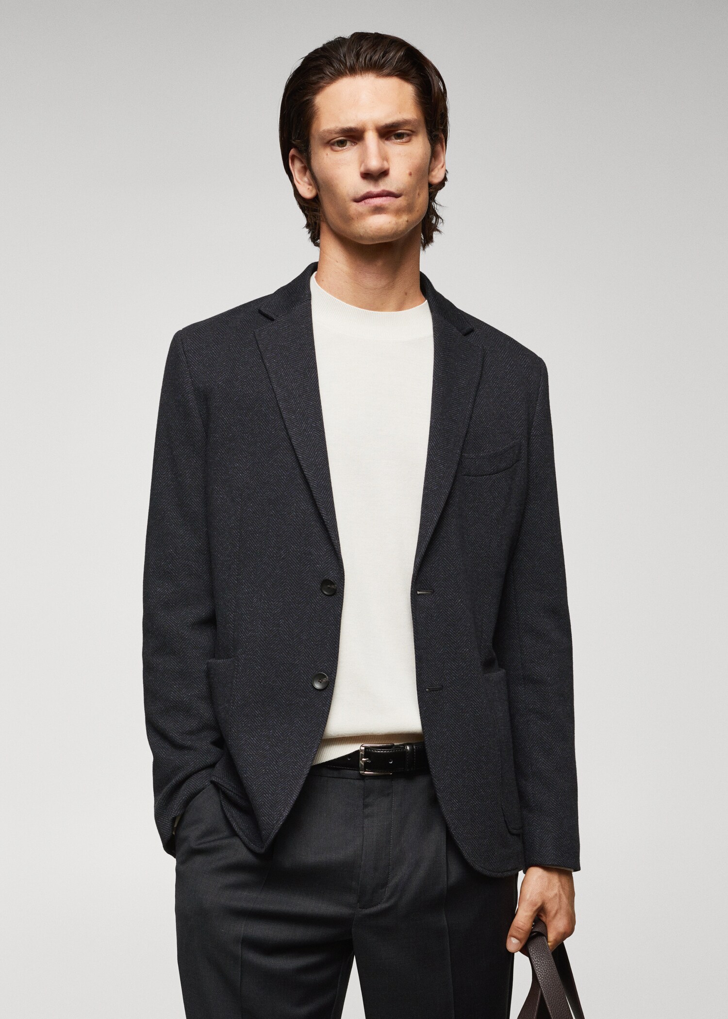 Herringbone slim-fit blazer - Medium plane
