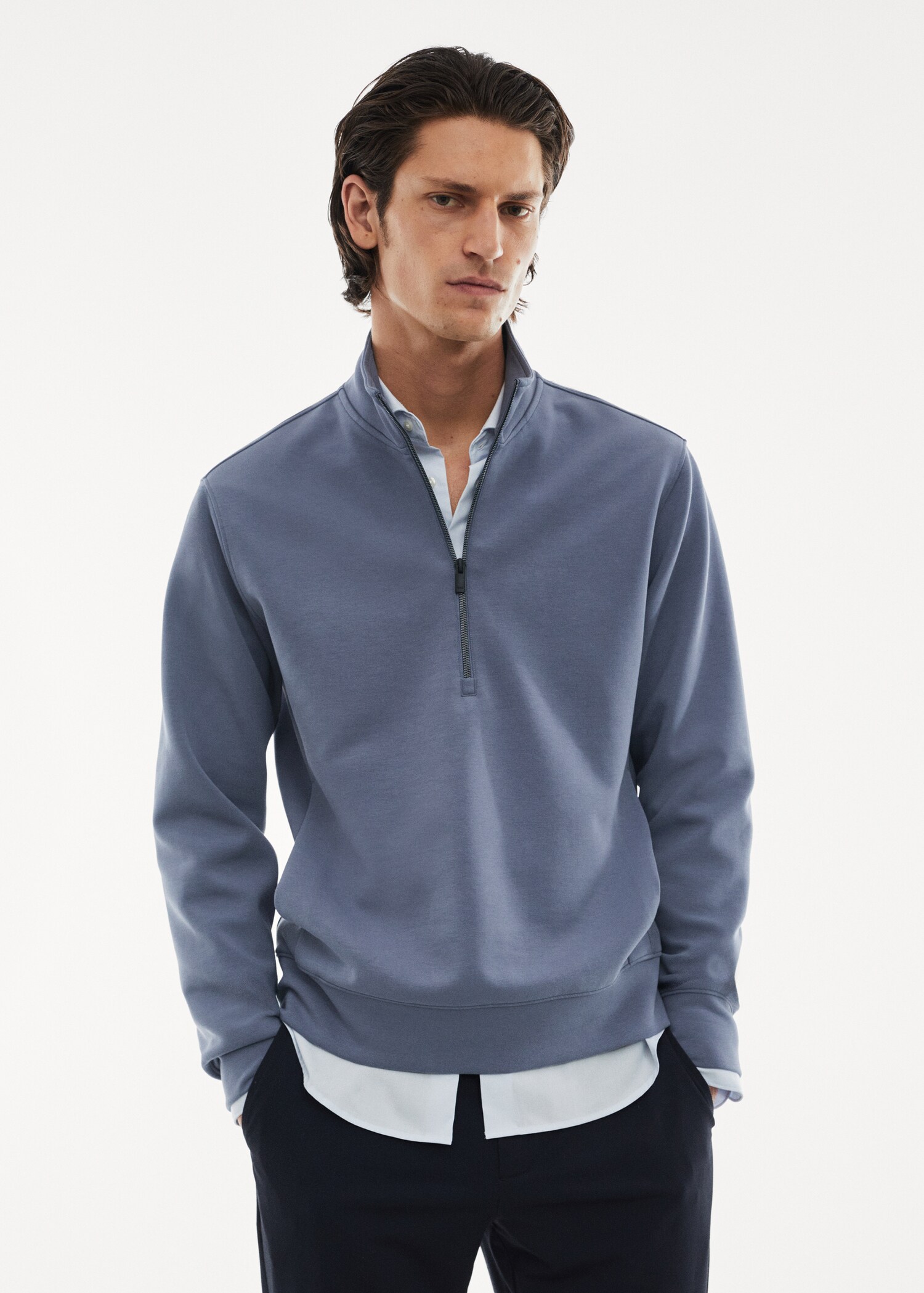 Sweat-shirt respirant col zippé - Plan moyen