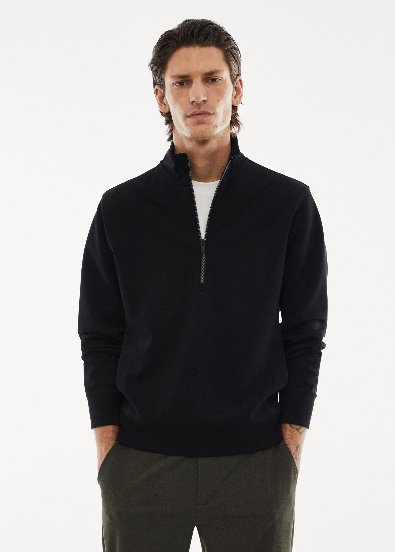 Sweat-shirt respirant col zippé - Plan moyen