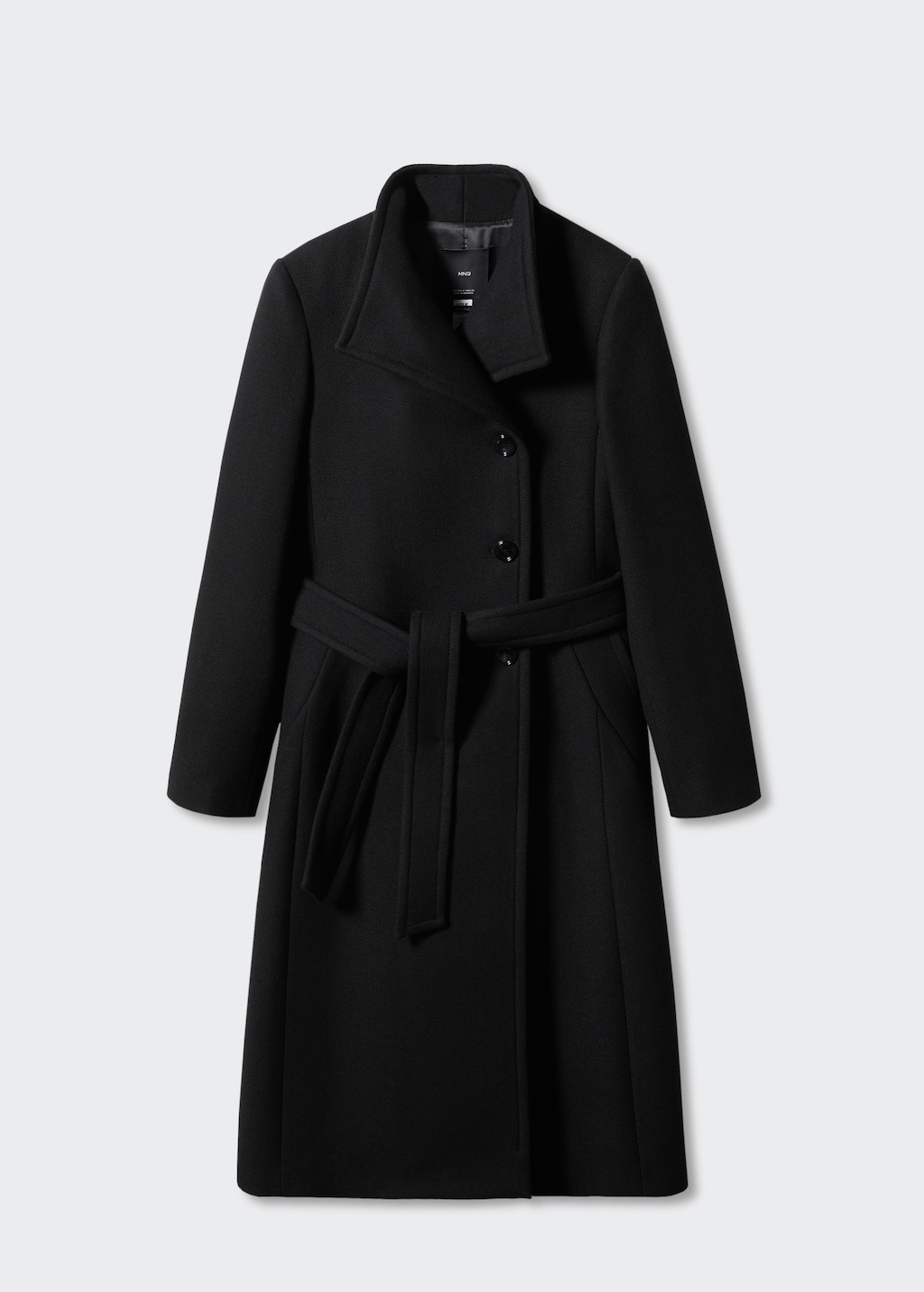 Mango belted wool coat black hotsell