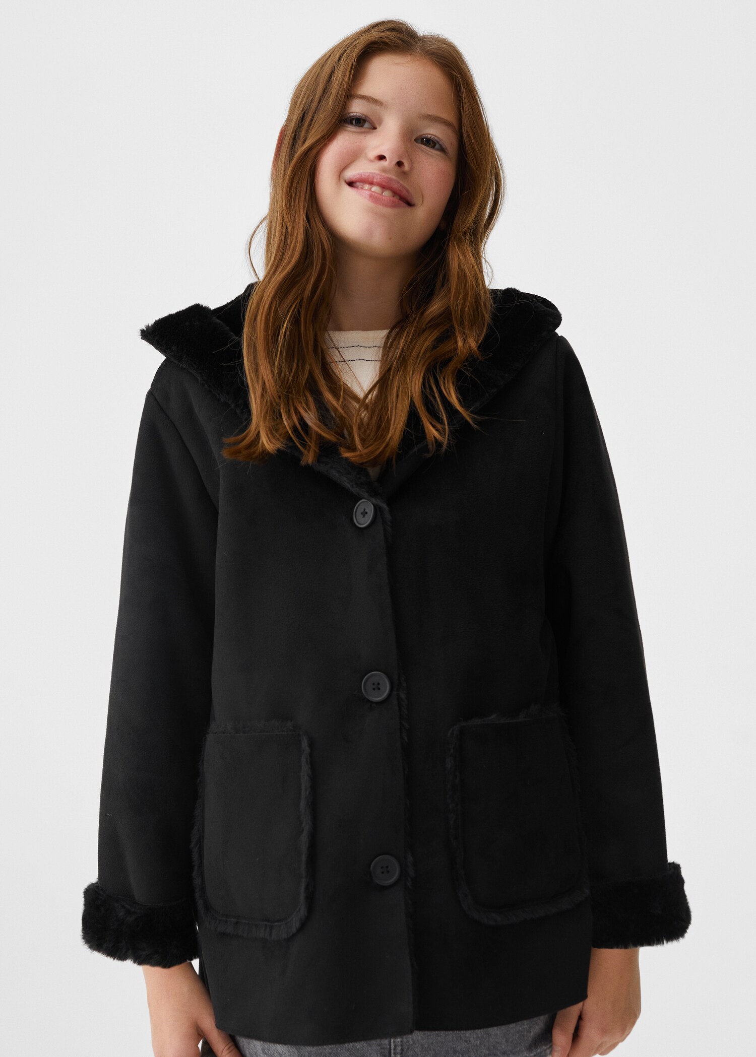 Faux shearling-lined coat - Medium plane