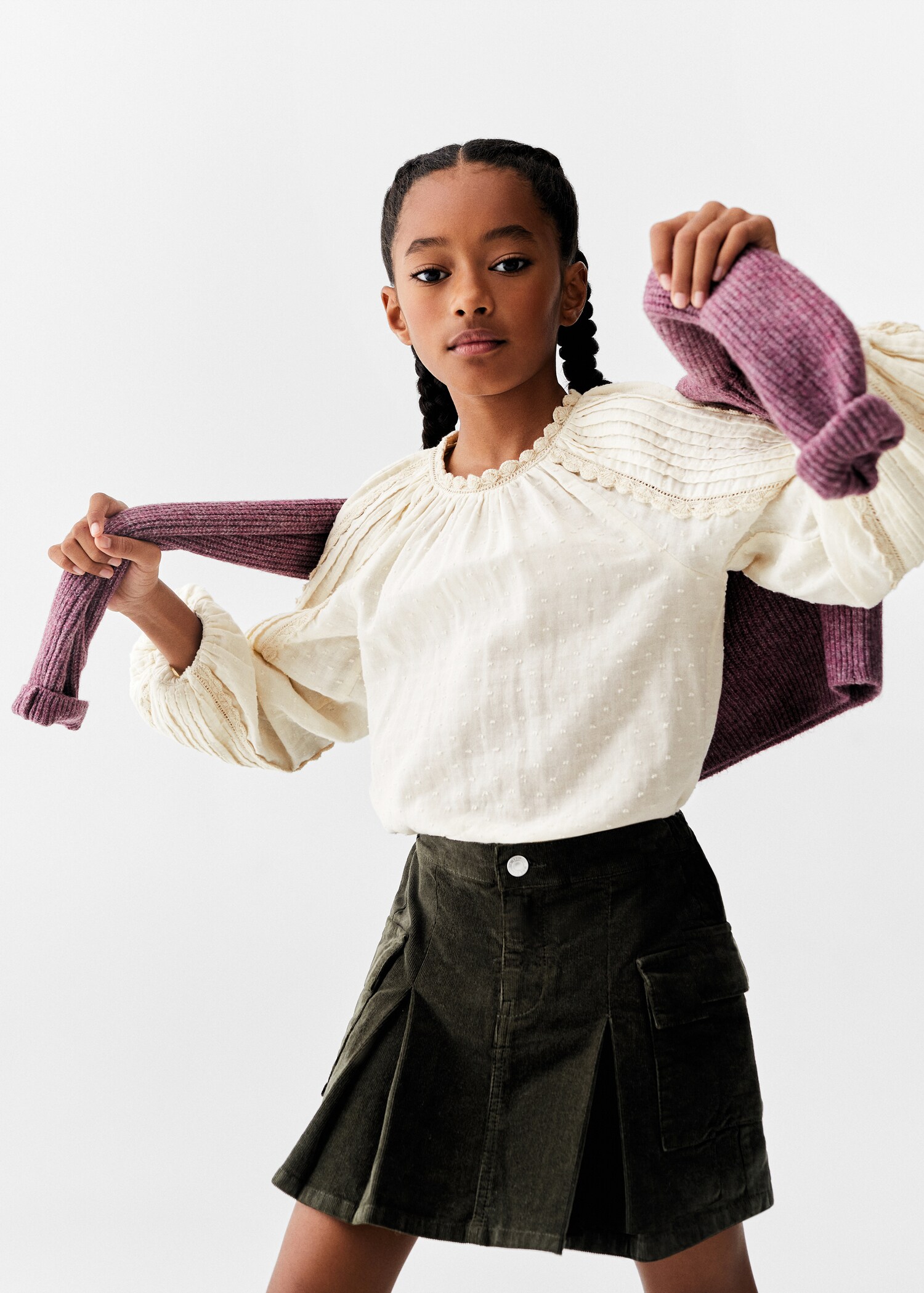 Blouse plumetis brodée - Plan moyen